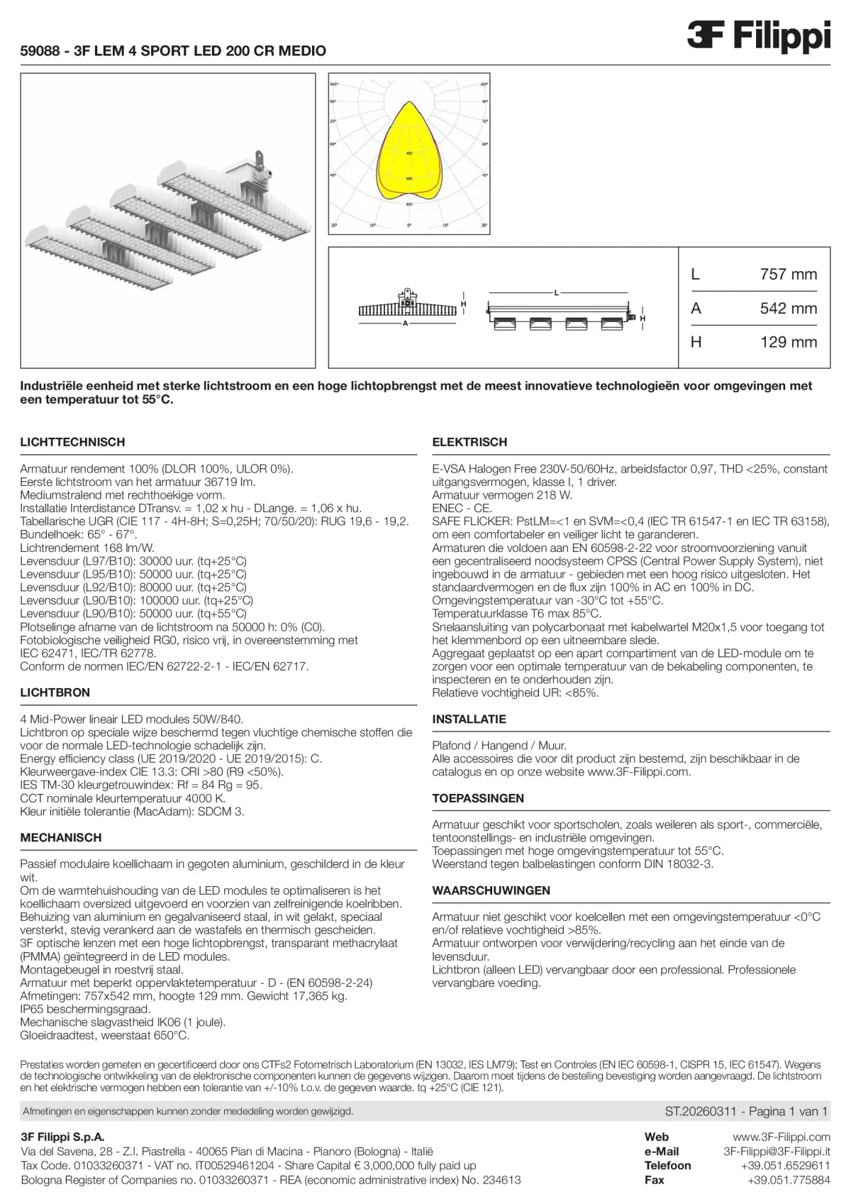59088 - 3F LEM 4 SPORT LED 200 CR MEDIO - Datasheet - nl