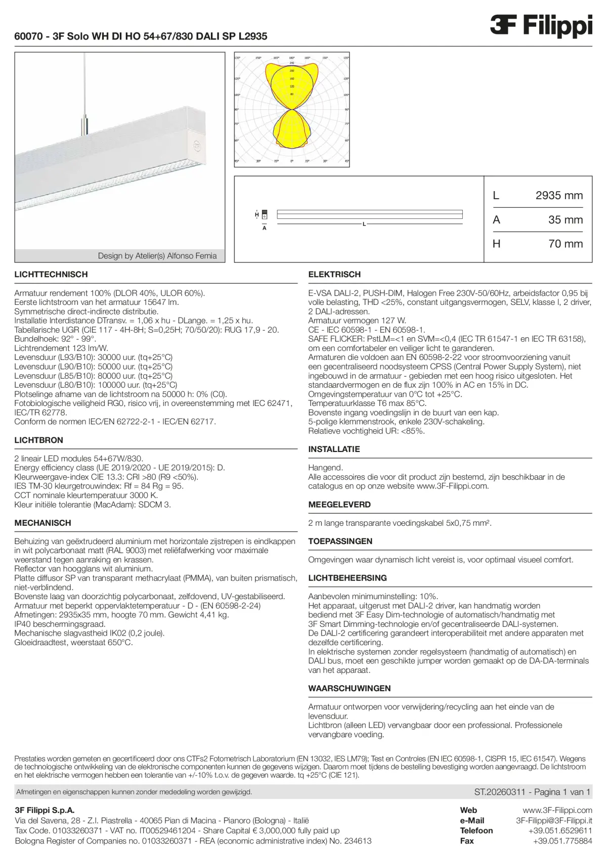 60070 - 3F Solo WH DI HO 54+67-830 DALI SP L2935 - Datasheet - nl