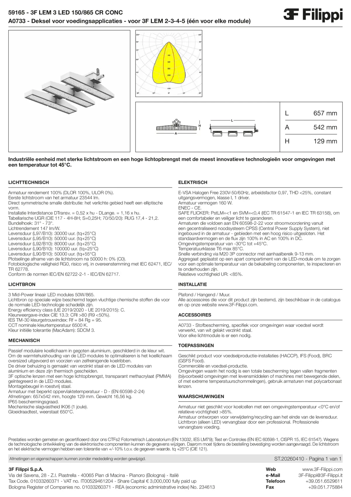 59165+A0733 - 3F LEM 3 LED 150-865 CR CONC + FOOD - Datasheet - nl
