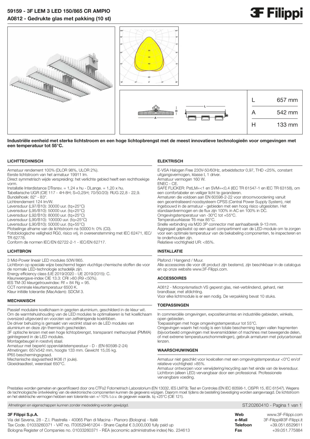 59159+A0812 - 3F LEM 3 LED 150-865 CR AMPIO + VS - Datasheet - nl