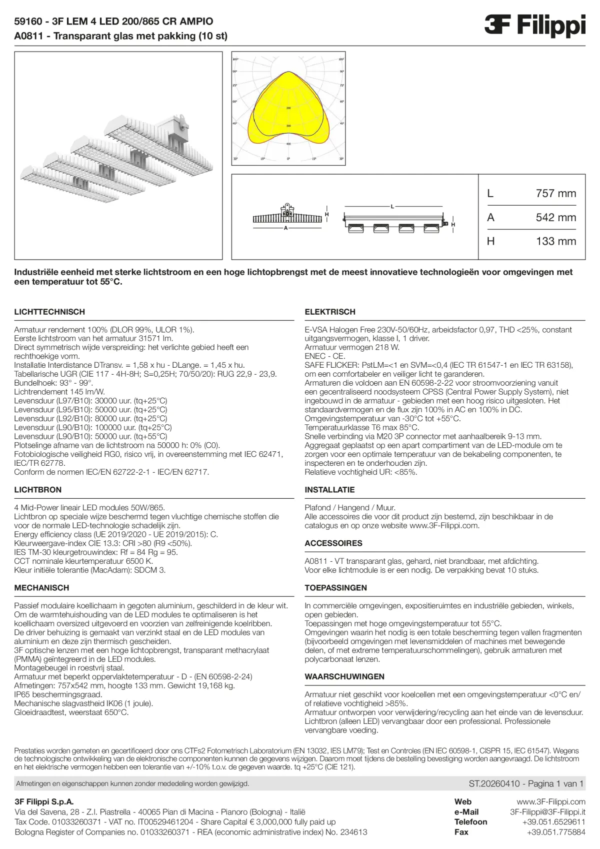 59160+A0811 - 3F LEM 4 LED 200-865 CR AMPIO + VT - Datasheet - nl