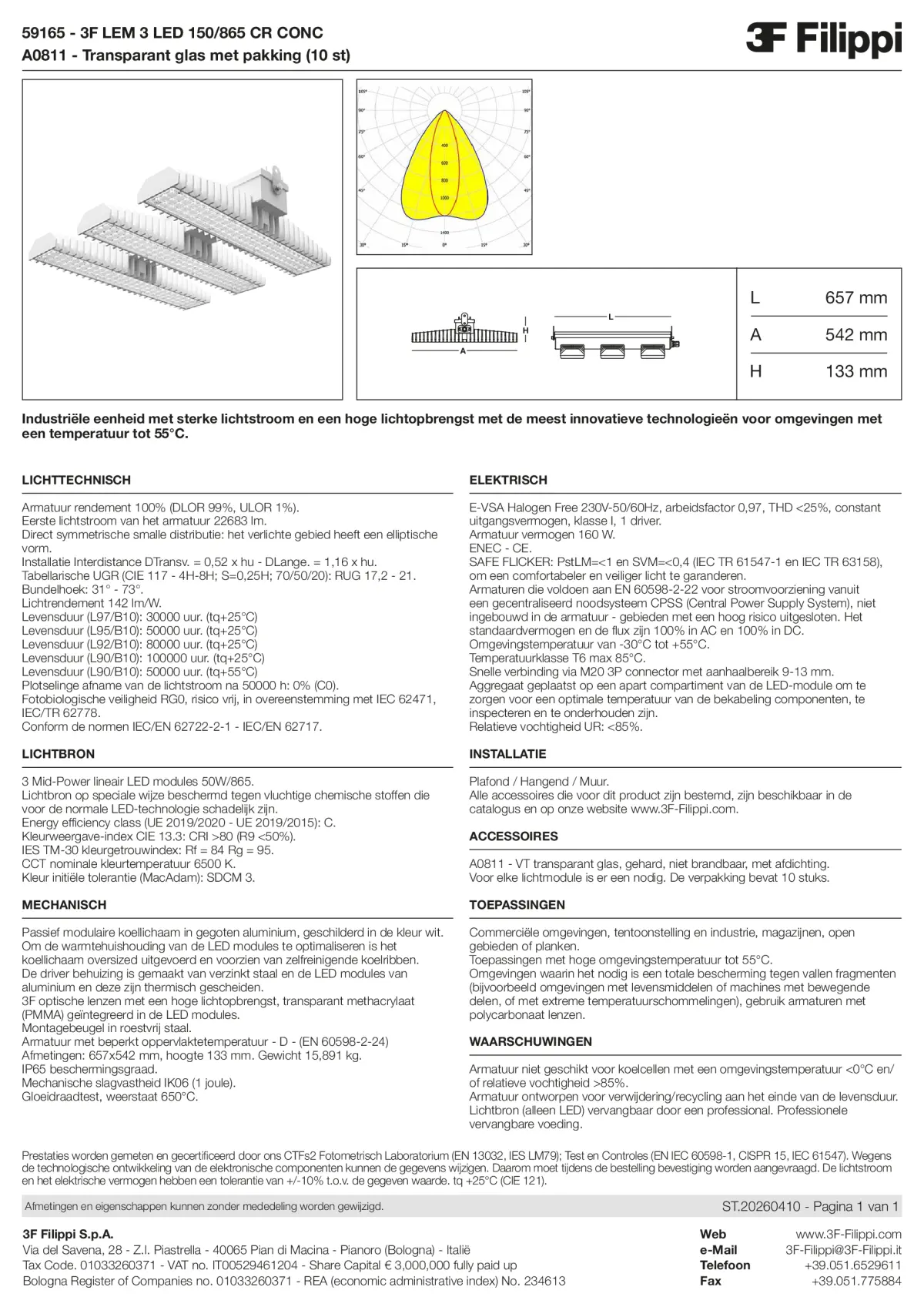 59165+A0811 - 3F LEM 3 LED 150-865 CR CONC + VT - Datasheet - nl