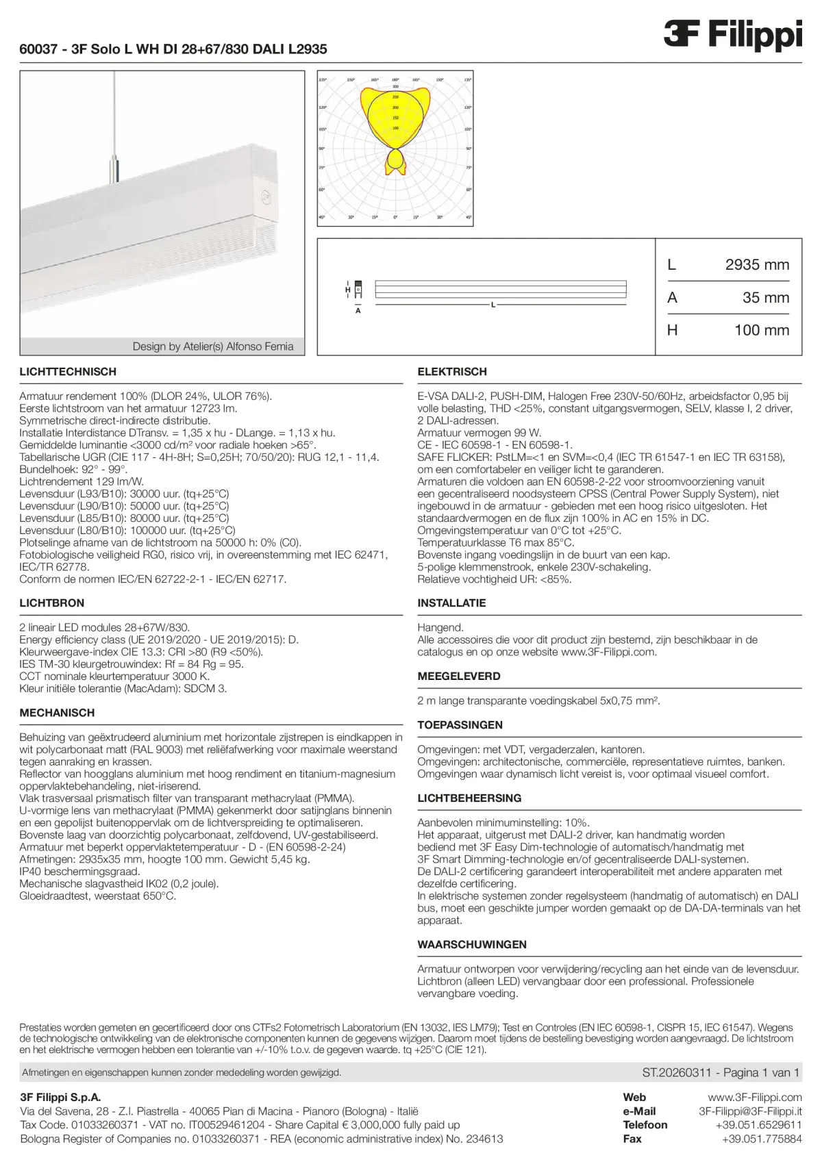 60037 - 3F Solo L WH DI 28+67-830 DALI L2935 - Datasheet - nl