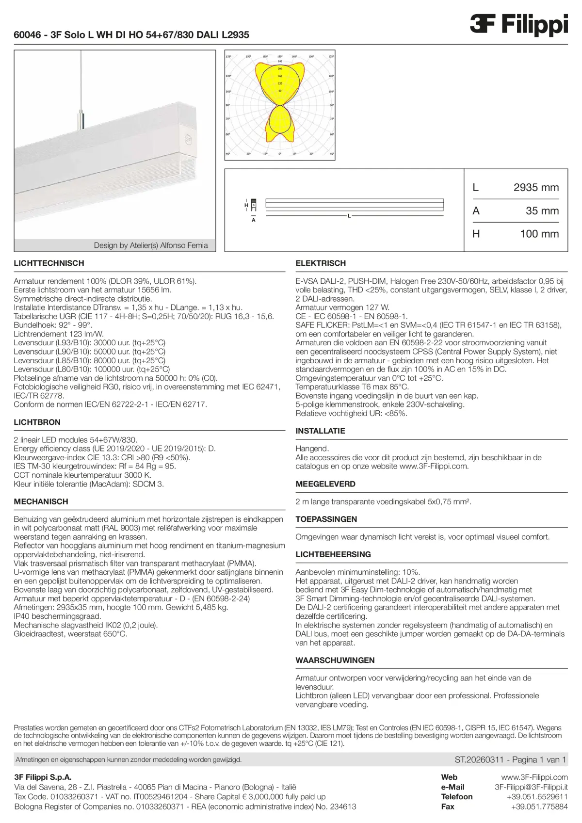60046 - 3F Solo L WH DI HO 54+67-830 DALI L2935 - Datasheet - nl