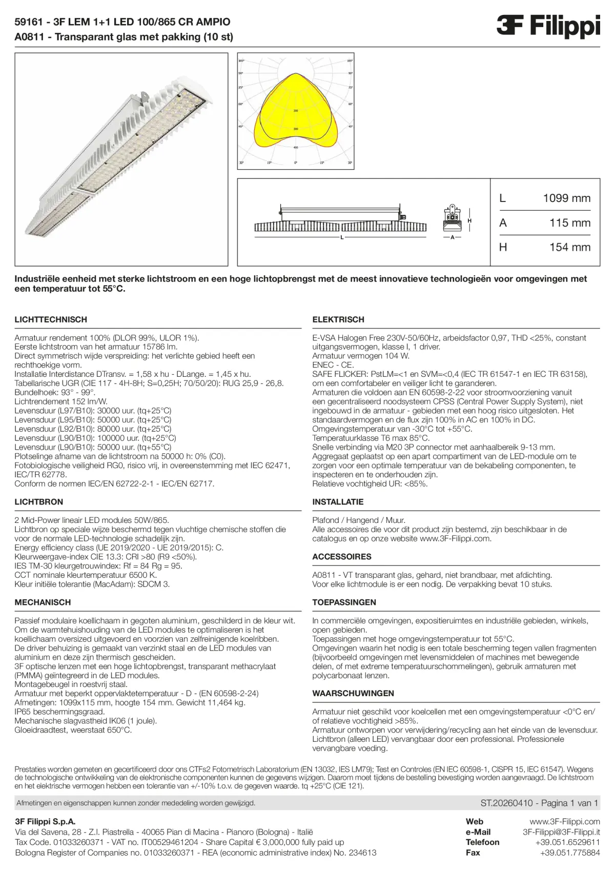 59161+A0811 - 3F LEM 1+1 LED 100-865 CR AMPIO + VT - Datasheet - nl