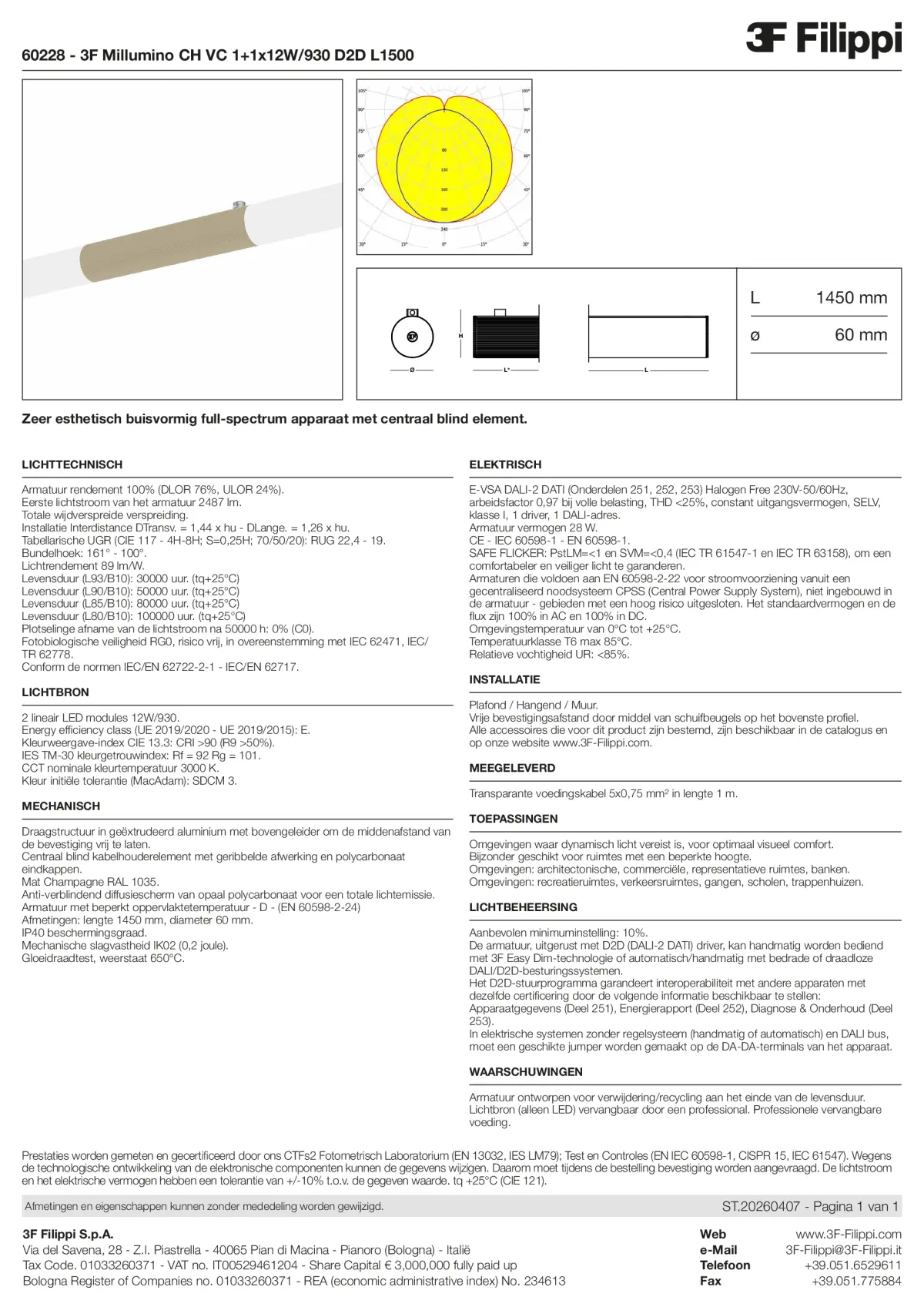 60228 - 3F Millumino CH VC 1+1x12W-930 D2D L1500 - Datasheet - nl