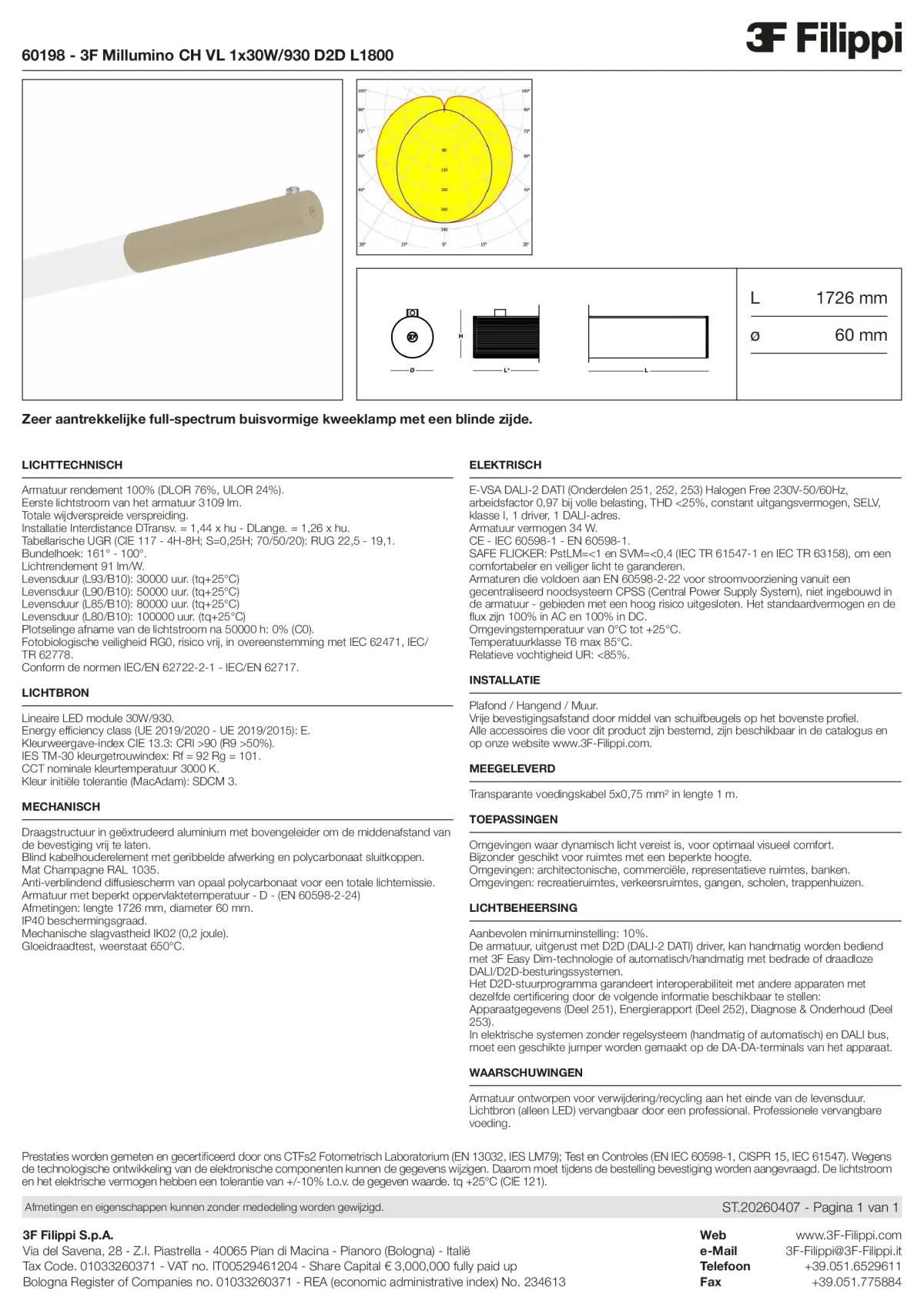 60198 - 3F Millumino CH VL 1x30W-930 D2D L1800 - Datasheet - nl