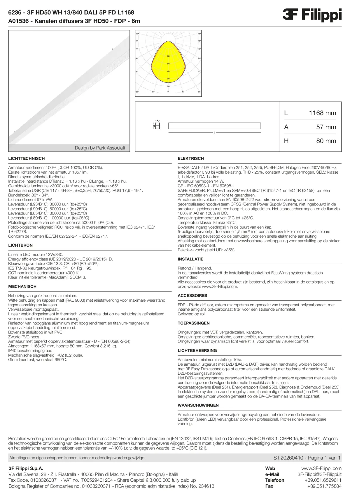 6236+A01536 - 3F HD50 WH 13-840 DALI 5P FD L1168 + FDP - Datasheet - nl