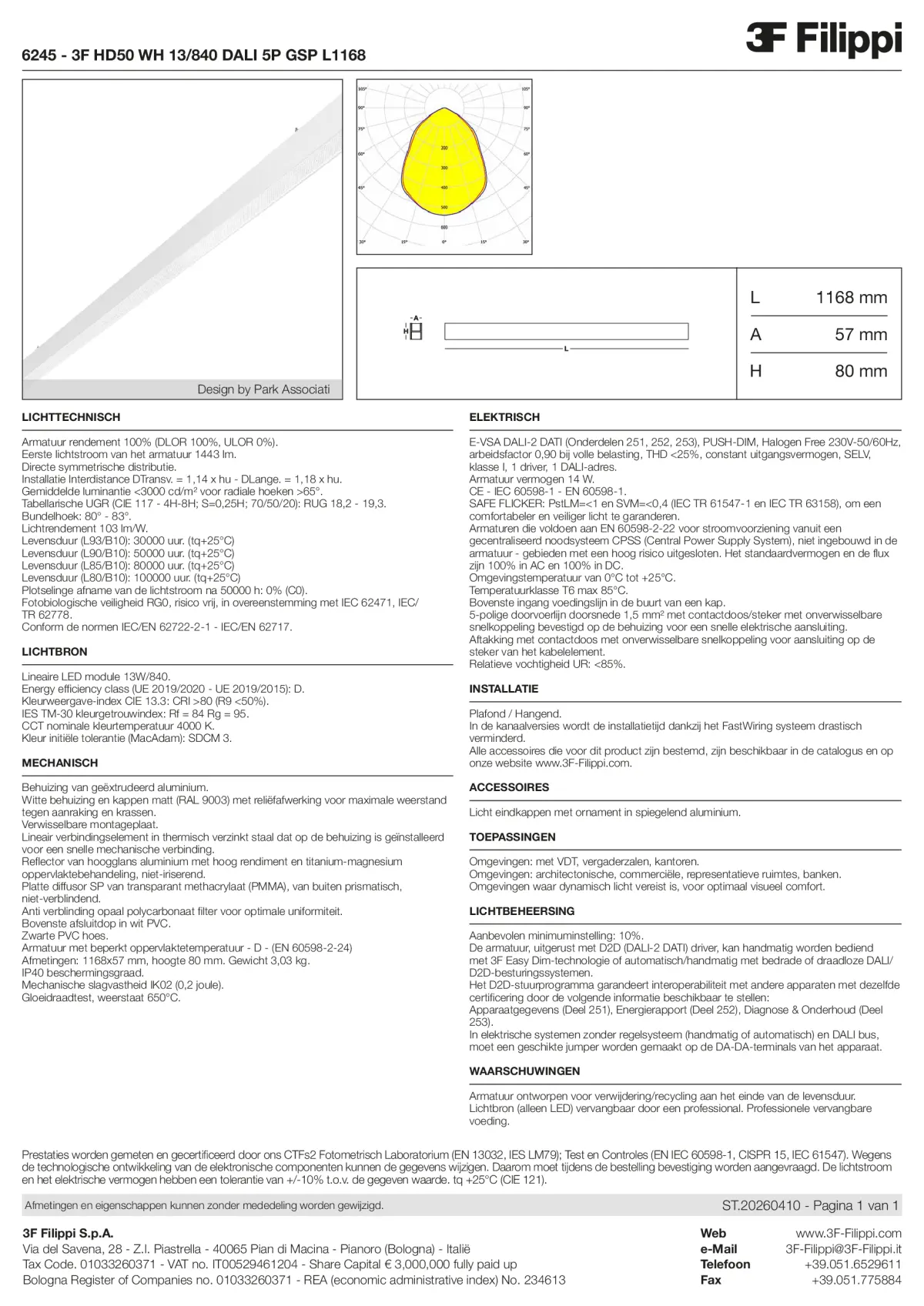6245 - 3F HD50 WH 13-840 DALI 5P GSP L1168 - Datasheet - nl
