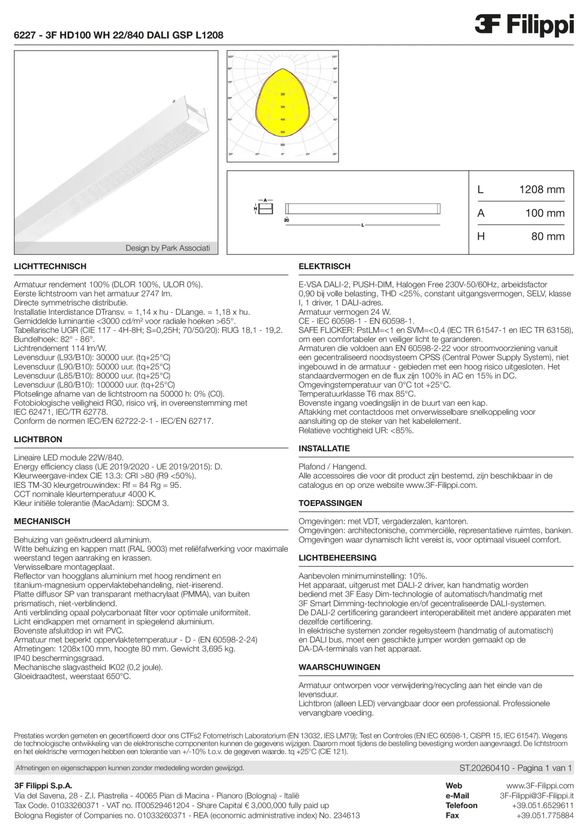 6227 - 3F HD100 WH 22-840 DALI GSP L1208 - Datasheet - nl