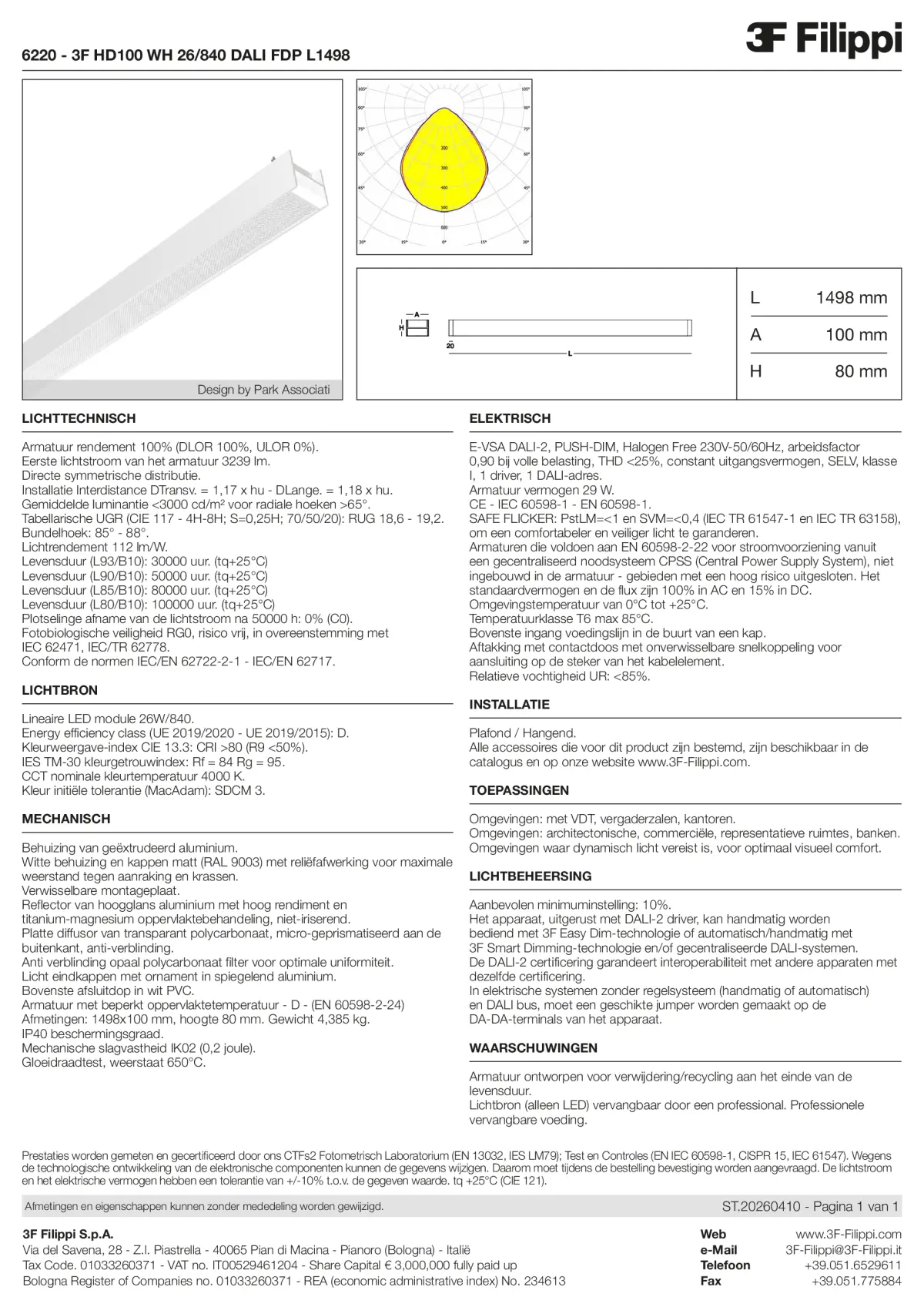 6220 - 3F HD100 WH 26-840 DALI FDP L1498 - Datasheet - nl