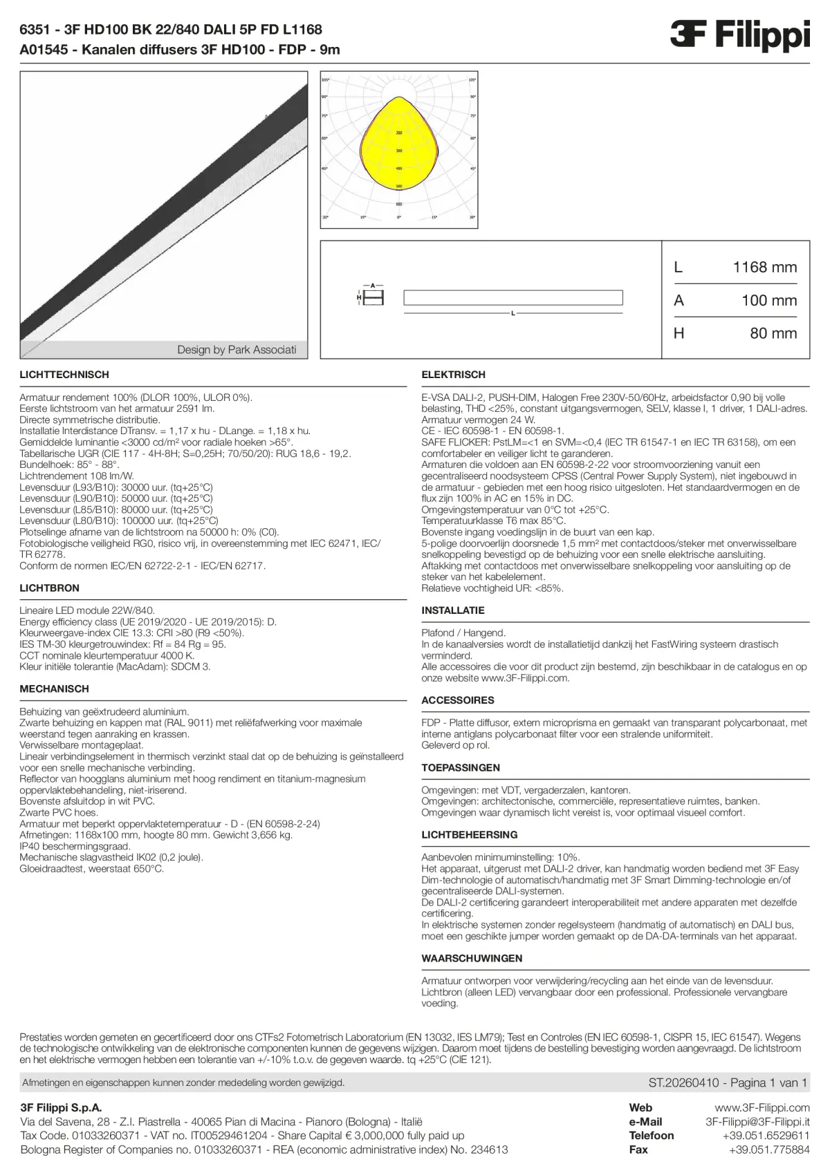 6351+A01545 - 3F HD100 BK 22-840 DALI 5P FD L1168 + FDP - Datasheet - nl