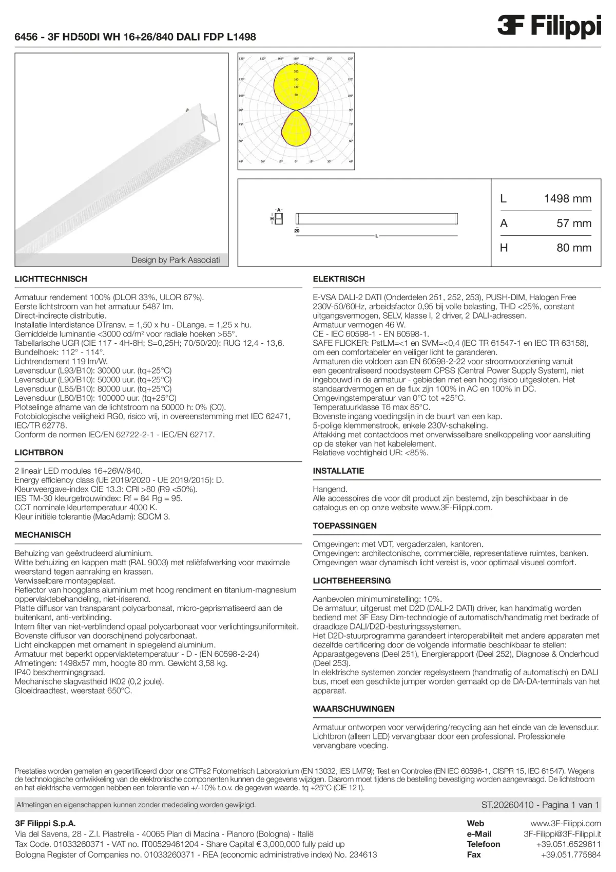6456 - 3F HD50DI WH 16+26-840 DALI FDP L1498 - Datasheet - nl