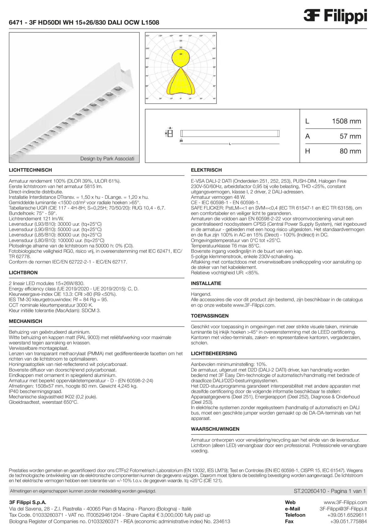 6471 - 3F HD50DI WH 15+26-830 DALI OCW L1508 - Datasheet - nl
