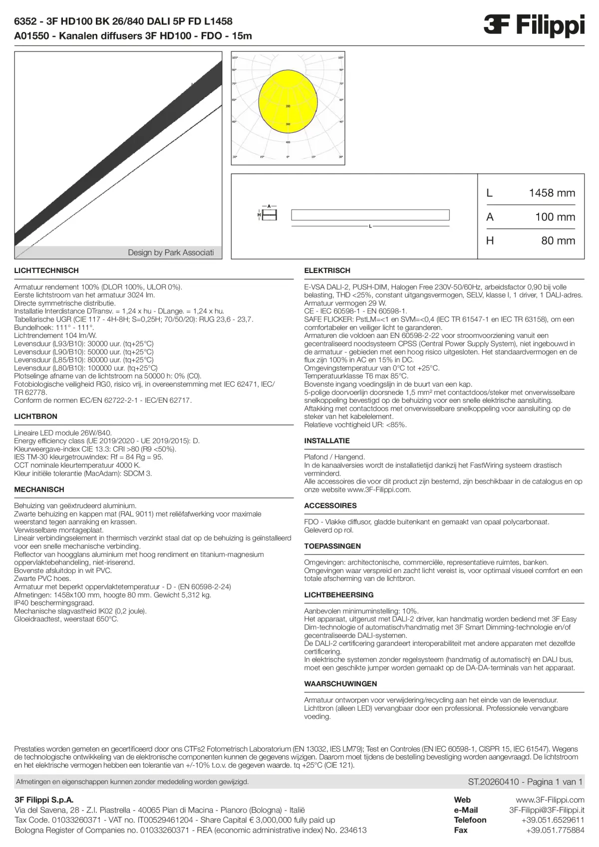6352+A01550 - 3F HD100 BK 26-840 DALI 5P FD L1458 + FDO - Datasheet - nl