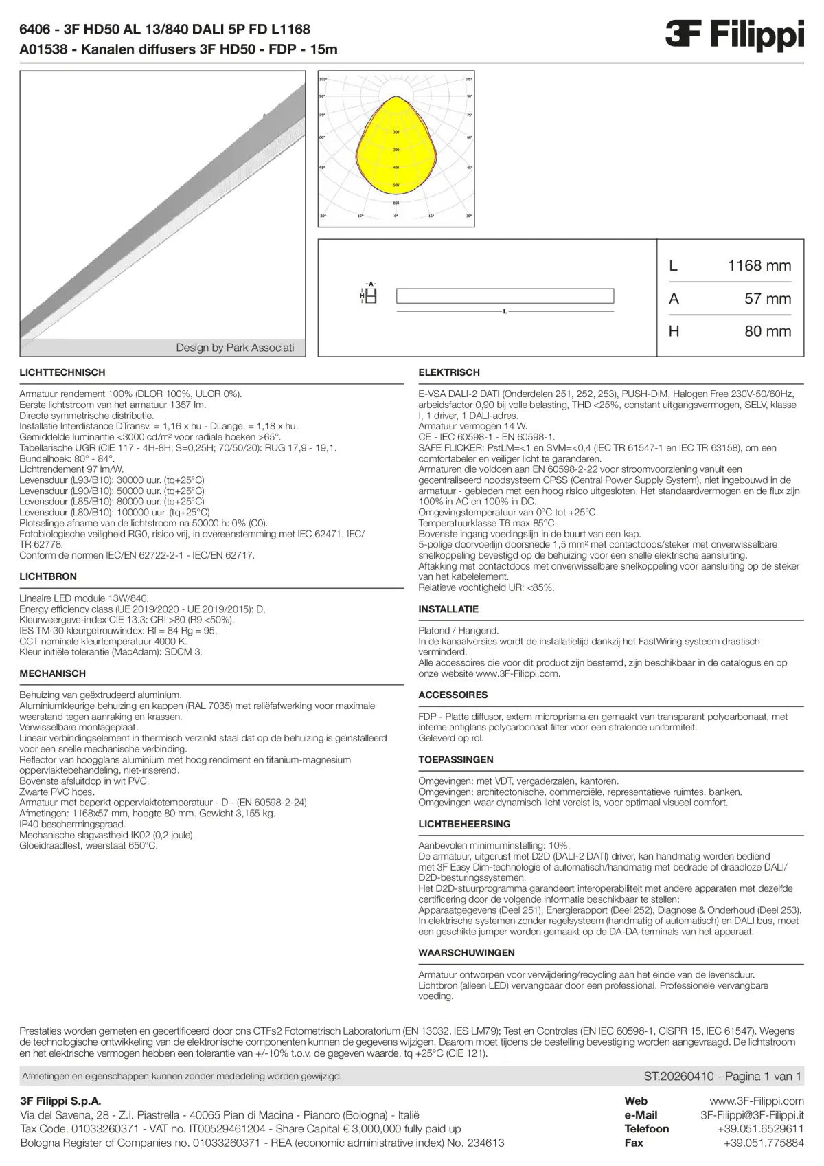 6406+A01538 - 3F HD50 AL 13-840 DALI 5P FD L1168 + FDP - Datasheet - nl