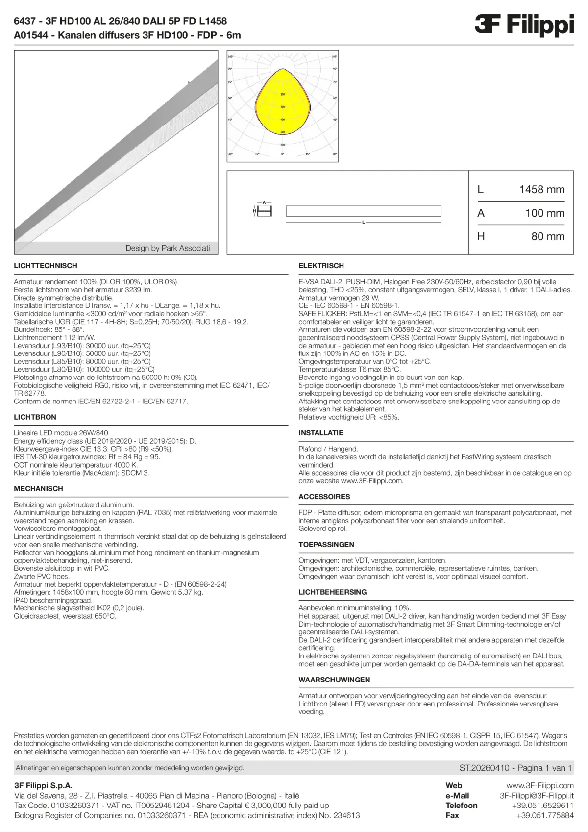 6437+A01544 - 3F HD100 AL 26-840 DALI 5P FD L1458 + FDP - Datasheet - nl
