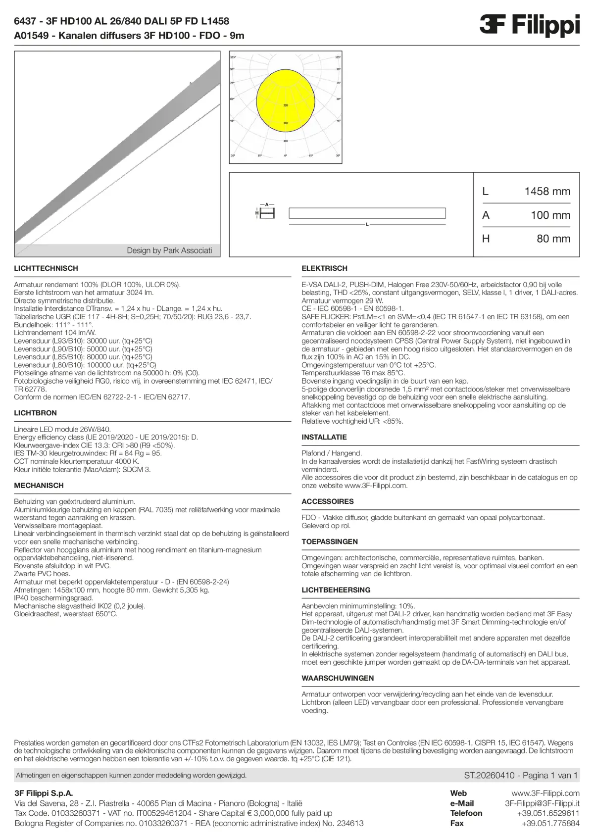 6437+A01549 - 3F HD100 AL 26-840 DALI 5P FD L1458 + FDO - Datasheet - nl