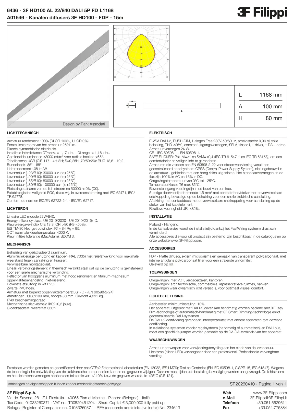 6436+A01546 - 3F HD100 AL 22-840 DALI 5P FD L1168 + FDP - Datasheet - nl