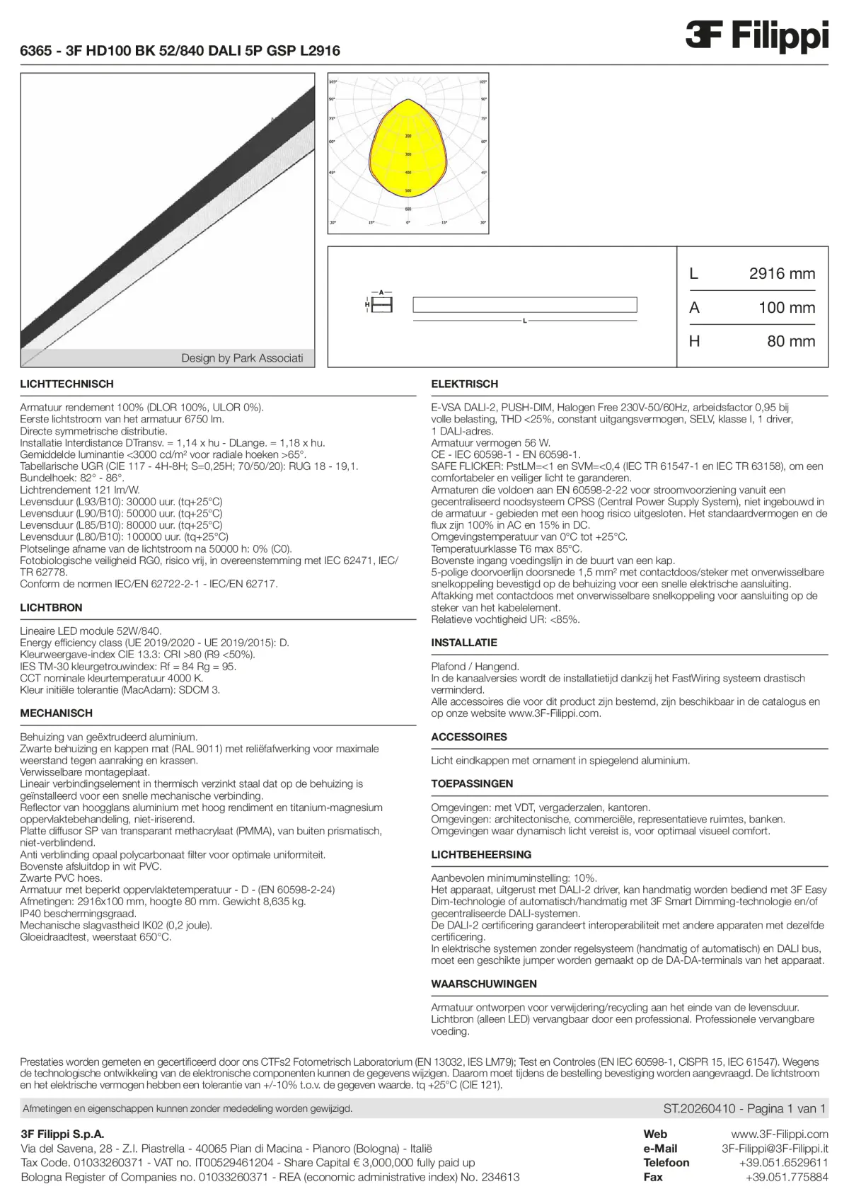 6365 - 3F HD100 BK 52-840 DALI 5P GSP L2916 - Datasheet - nl