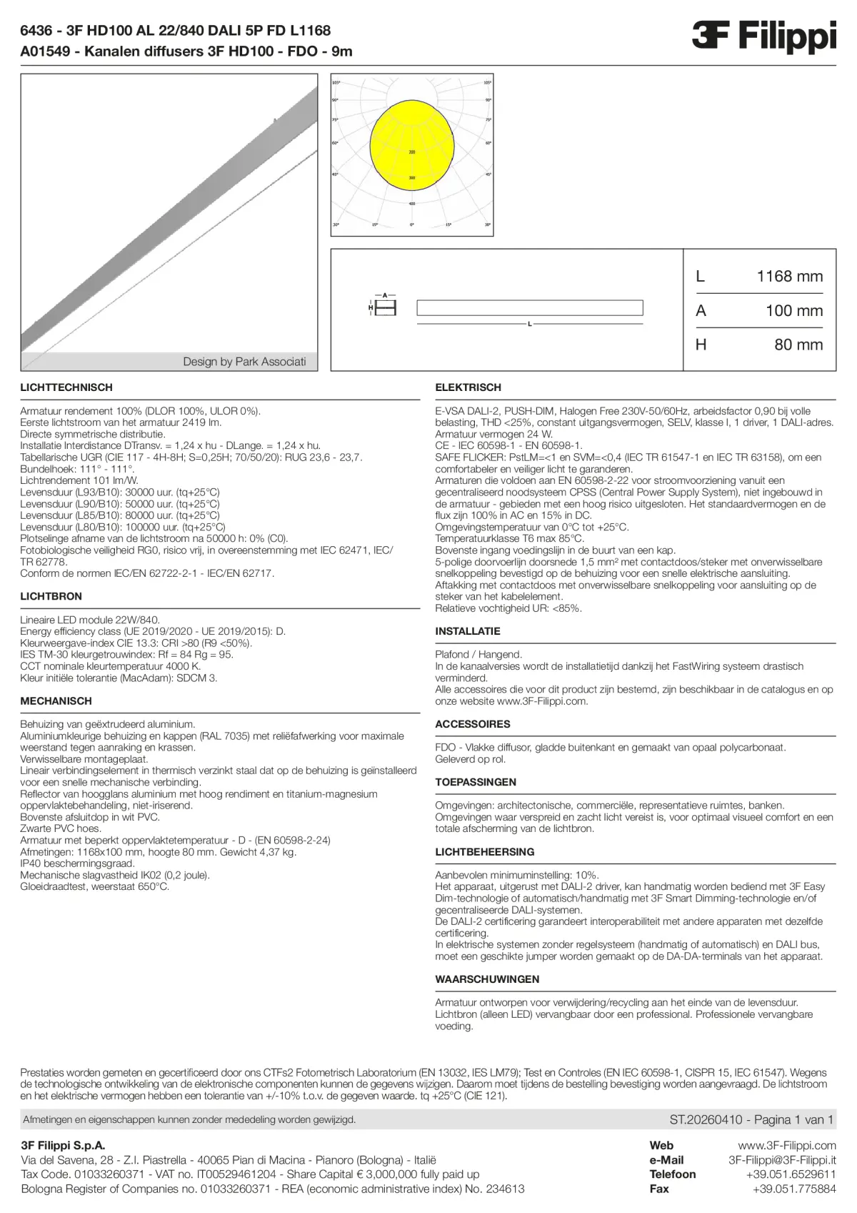 6436+A01549 - 3F HD100 AL 22-840 DALI 5P FD L1168 + FDO - Datasheet - nl