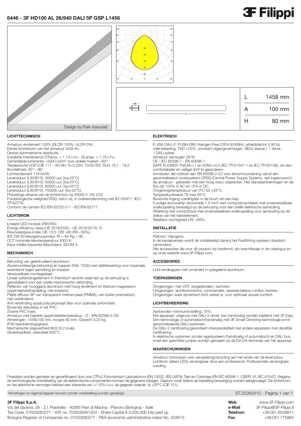 6446 - 3F HD100 AL 26-840 DALI 5P GSP L1458 - Datasheet - nl