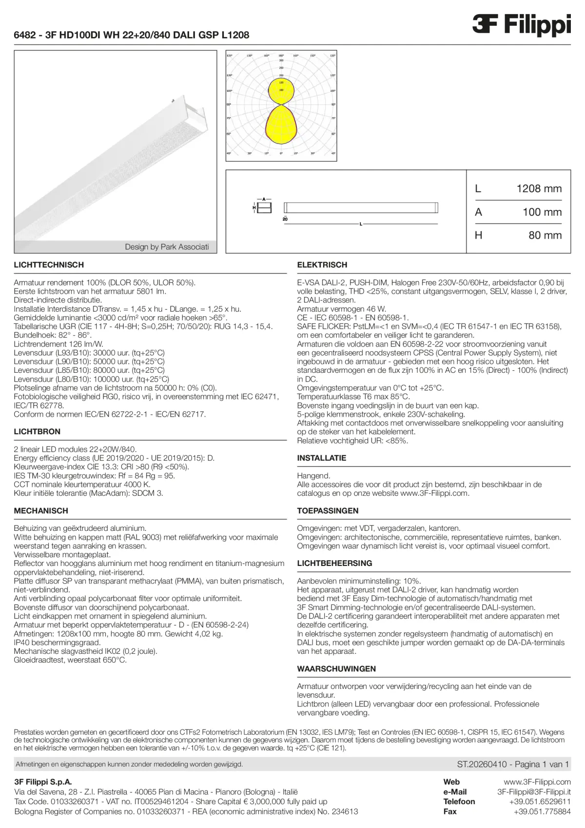 6482 - 3F HD100DI WH 22+20-840 DALI GSP L1208 - Datasheet - nl