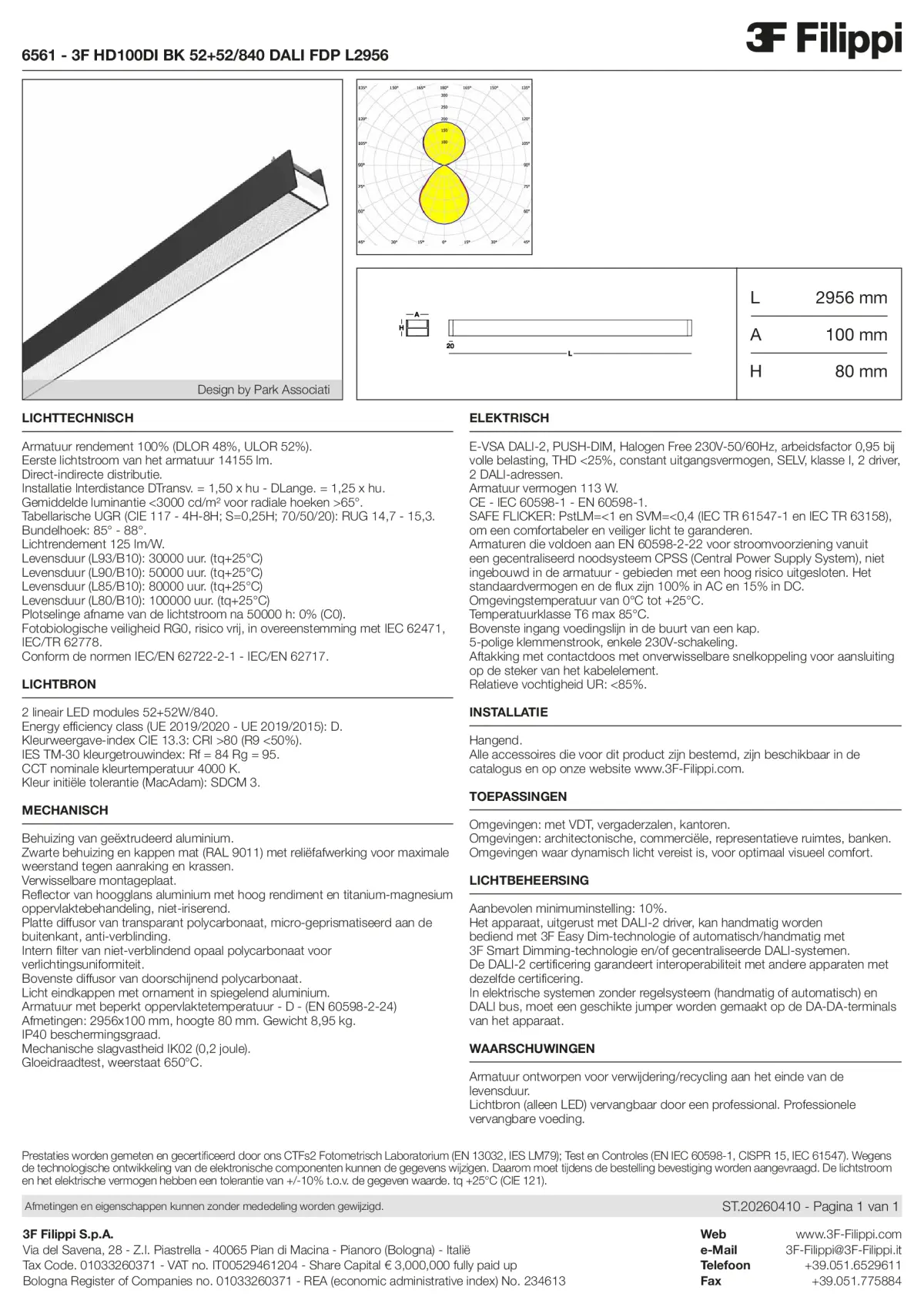 6561 - 3F HD100DI BK 52+52-840 DALI FDP L2956 - Datasheet - nl
