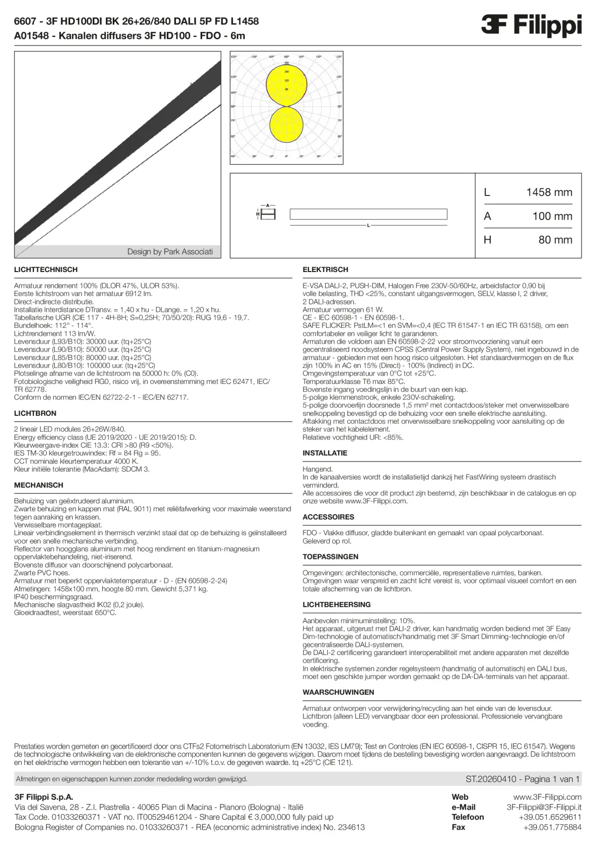 6607+A01548 - 3F HD100DI BK 26+26-840 DALI 5P FD L1458 + FDO - Datasheet - nl
