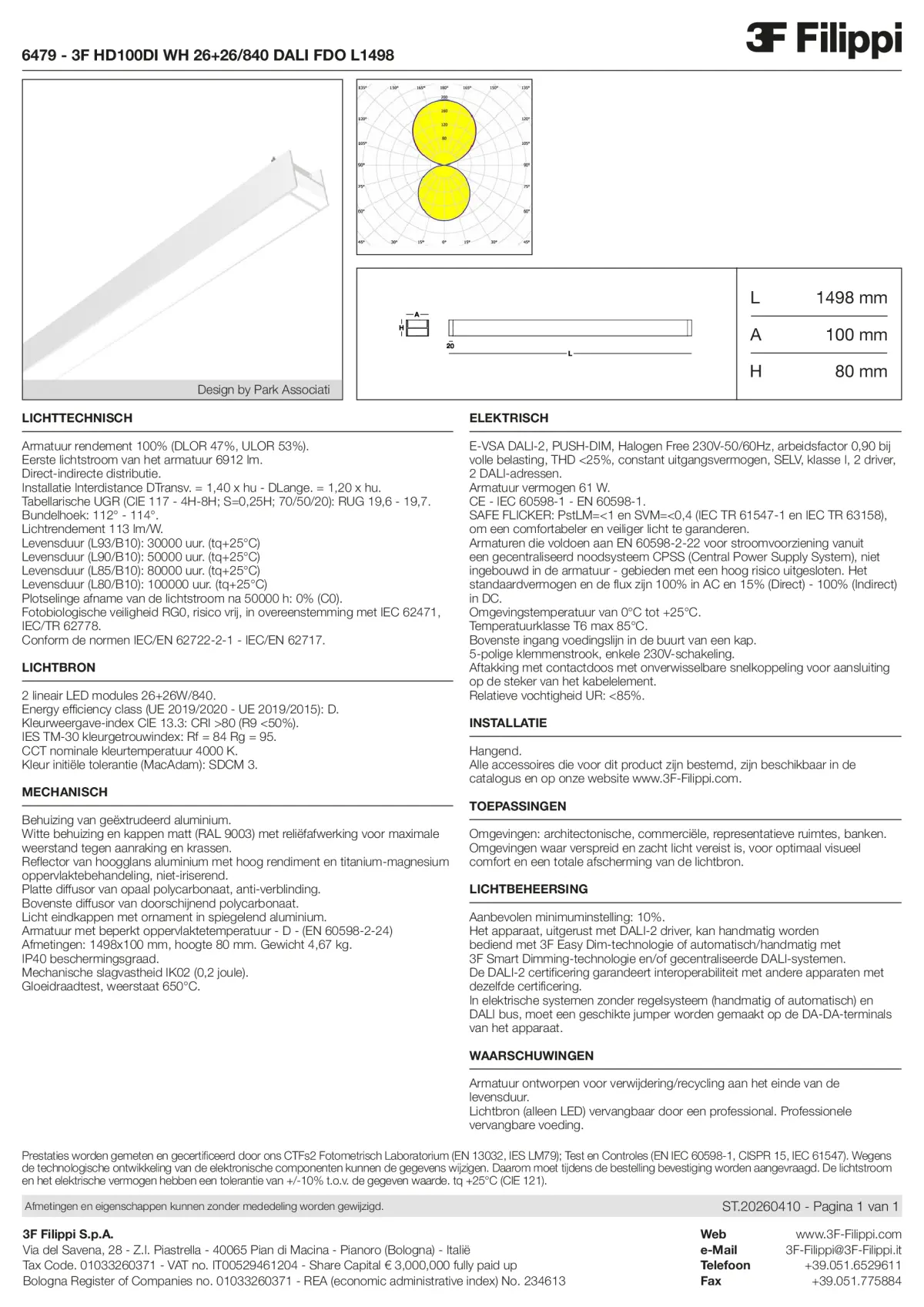 6479 - 3F HD100DI WH 26+26-840 DALI FDO L1498 - Datasheet - nl