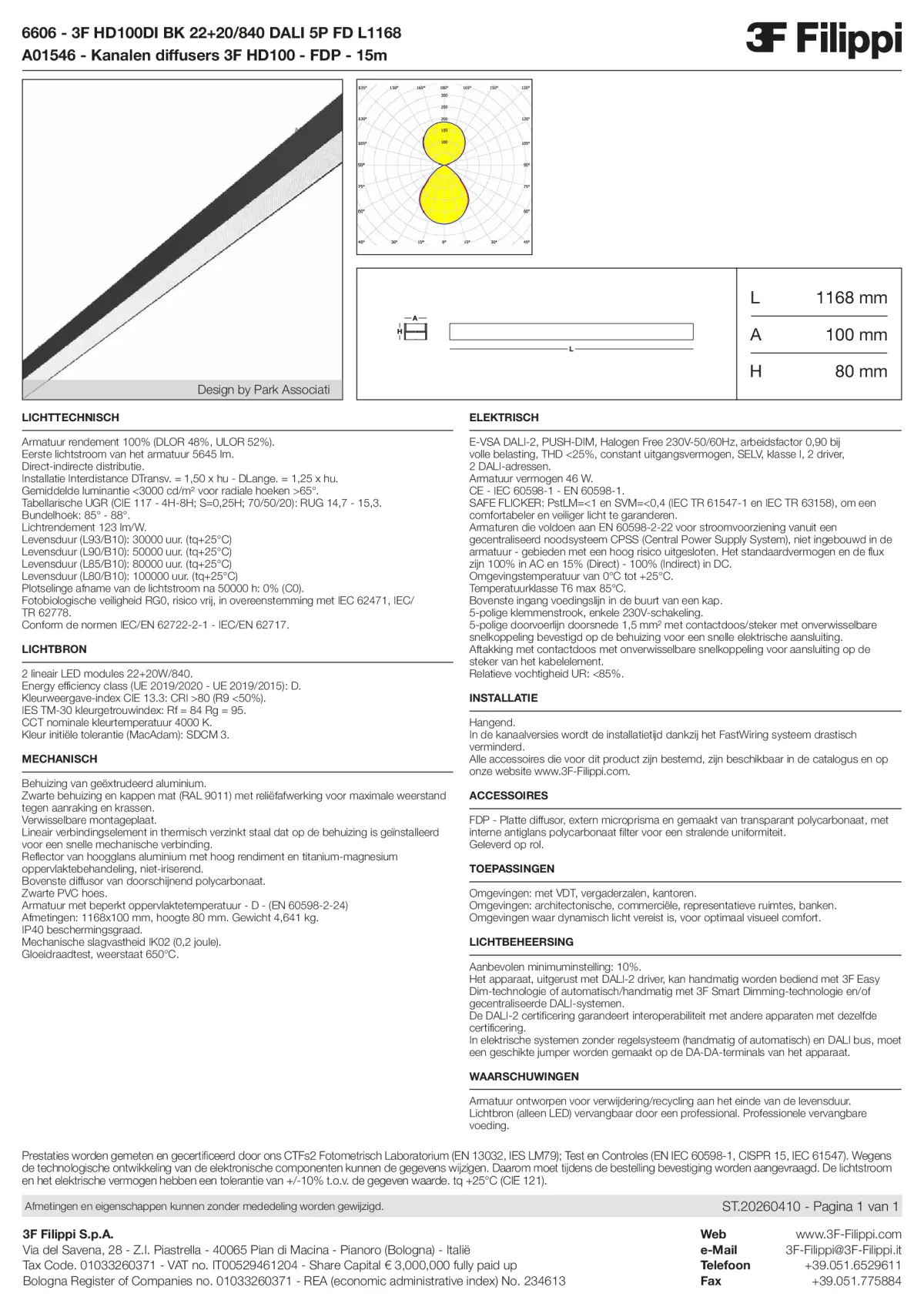 6606+A01546 - 3F HD100DI BK 22+20-840 DALI 5P FD L1168 + FDP - Datasheet - nl