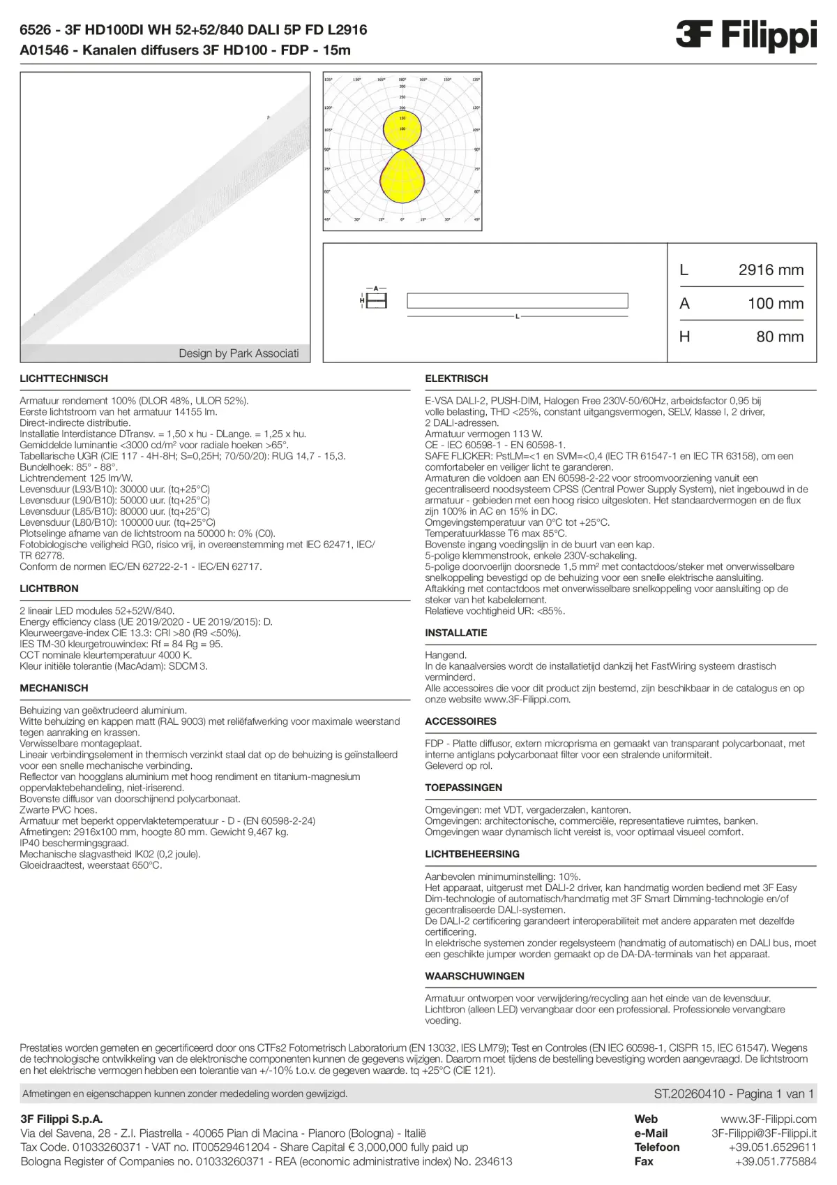 6526+A01546 - 3F HD100DI WH 52+52-840 DALI 5P FD L2916 + FDP - Datasheet - nl