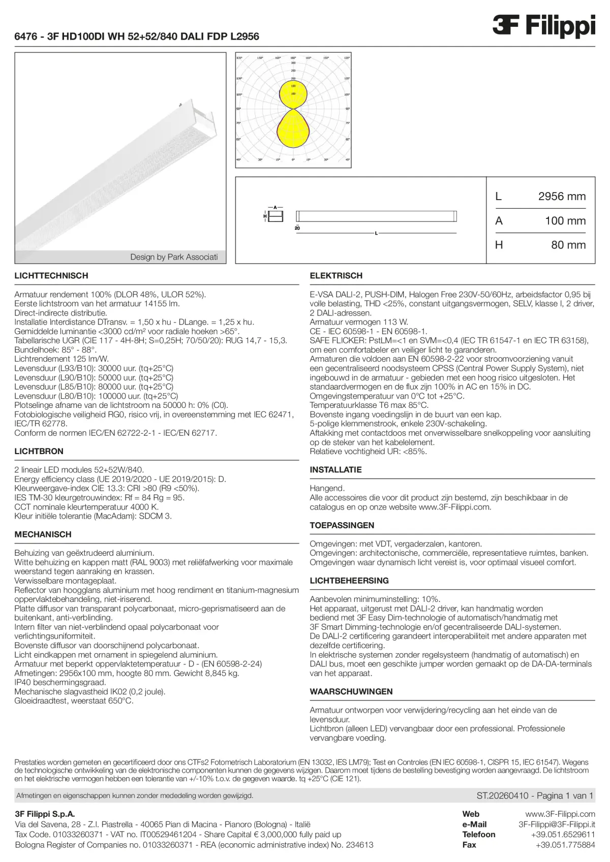 6476 - 3F HD100DI WH 52+52-840 DALI FDP L2956 - Datasheet - nl