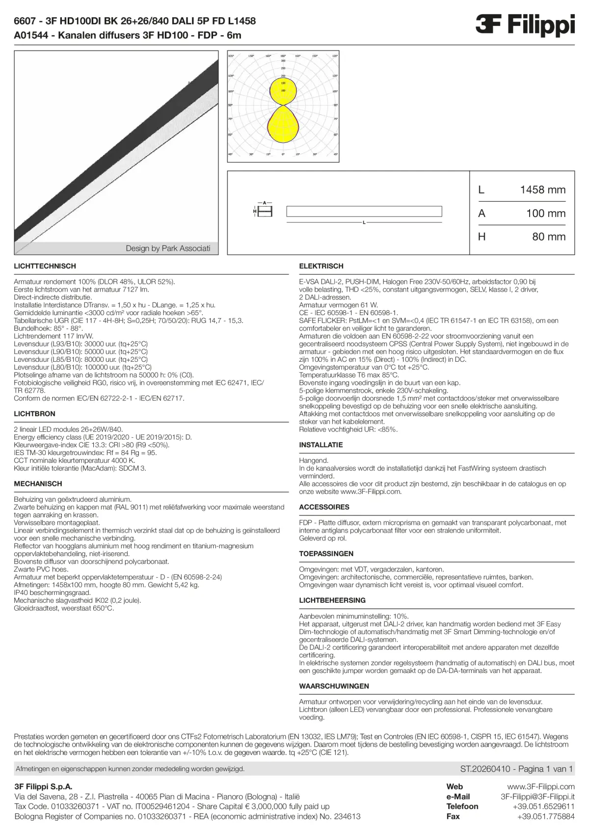 6607+A01544 - 3F HD100DI BK 26+26-840 DALI 5P FD L1458 + FDP - Datasheet - nl