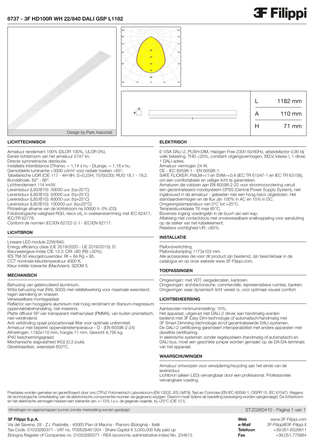 6737 - 3F HD100R WH 22-840 DALI GSP L1182 - Datasheet - nl