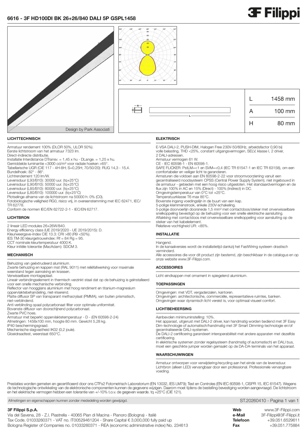 6616 - 3F HD100DI BK 26+26-840 DALI 5P GSPL1458 - Datasheet - nl