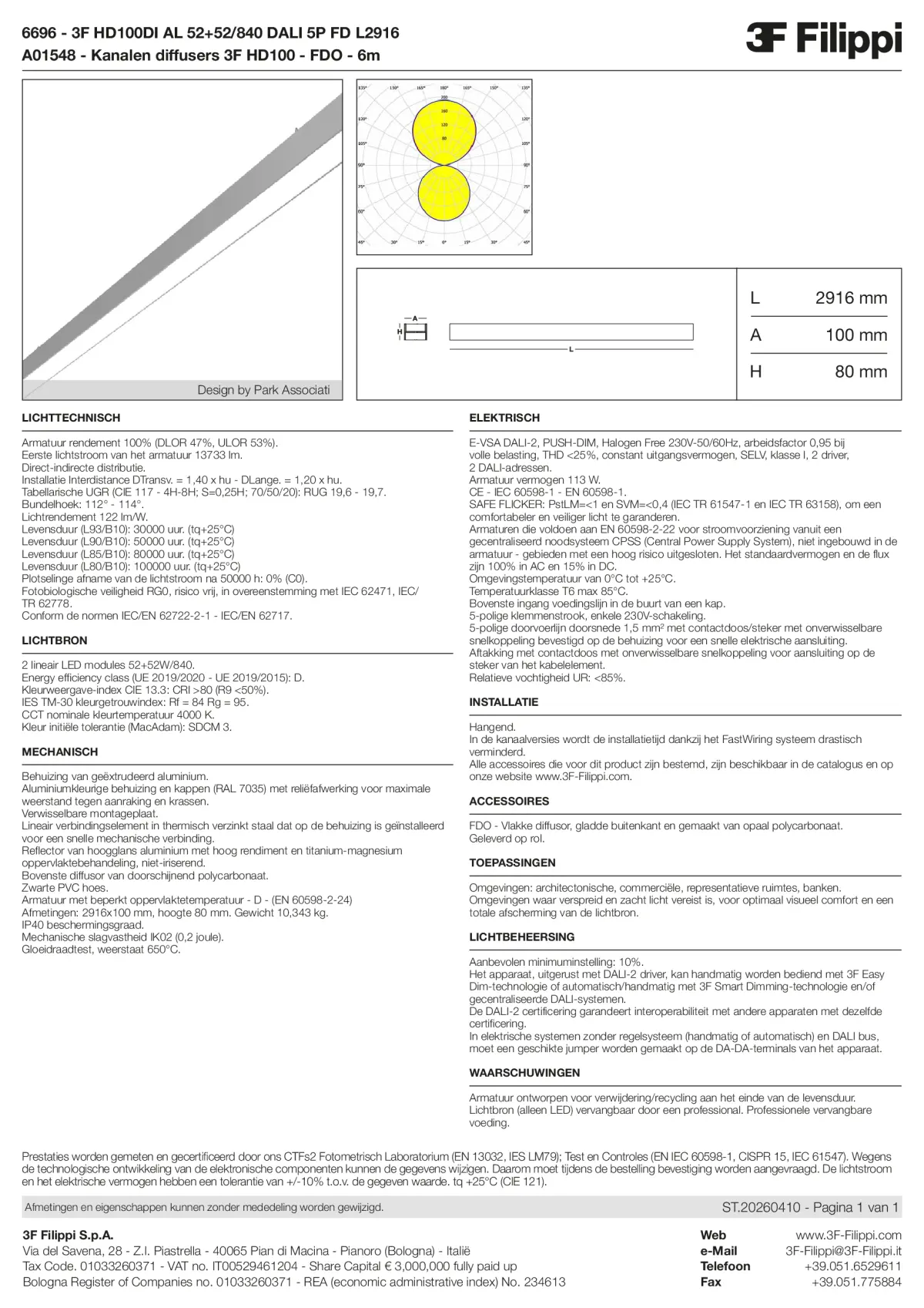 6696+A01548 - 3F HD100DI AL 52+52-840 DALI 5P FD L2916 + FDO - Datasheet - nl
