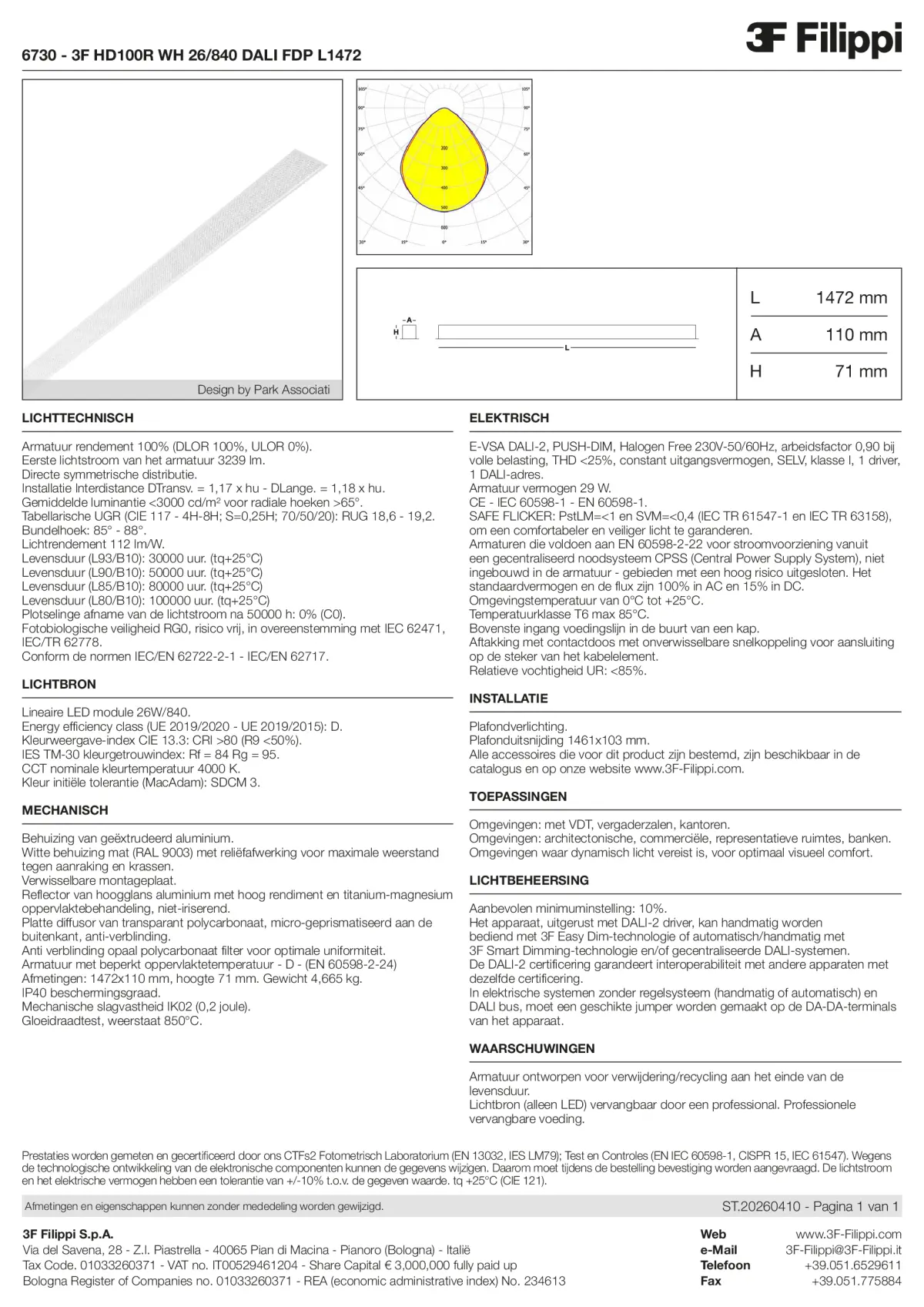 6730 - 3F HD100R WH 26-840 DALI FDP L1472 - Datasheet - nl