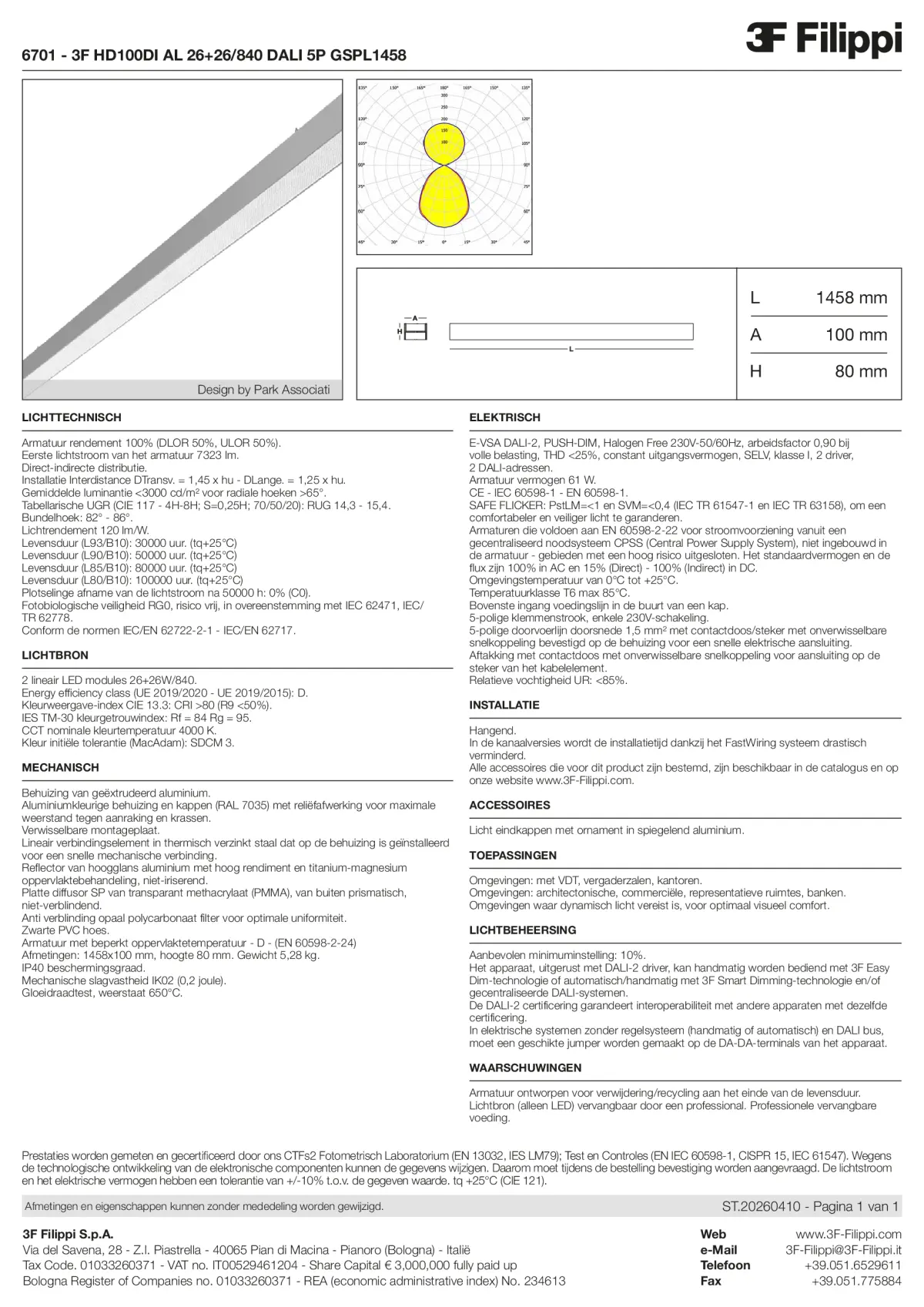 6701 - 3F HD100DI AL 26+26-840 DALI 5P GSPL1458 - Datasheet - nl