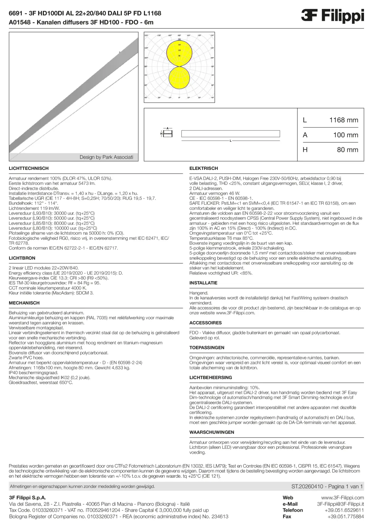 6691+A01548 - 3F HD100DI AL 22+20-840 DALI 5P FD L1168 + FDO - Datasheet - nl