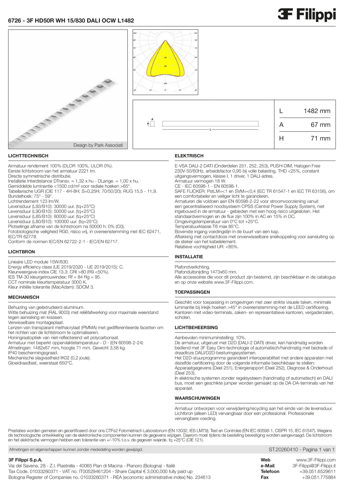 6726 - 3F HD50R WH 15-830 DALI OCW L1482 - Datasheet - nl