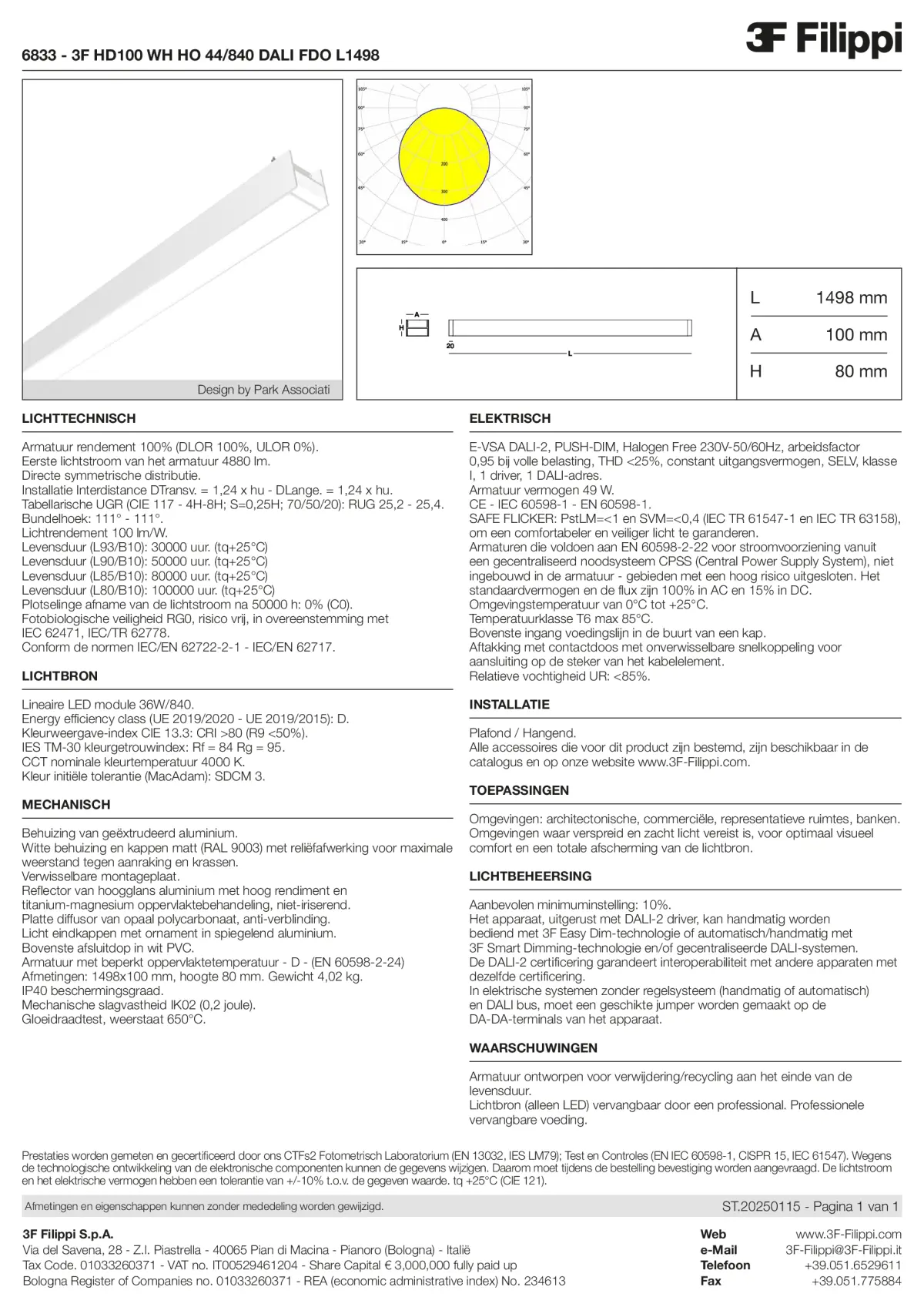 6833 - 3F HD100 WH HO 44-840 DALI FDO L1498 - Datasheet - nl