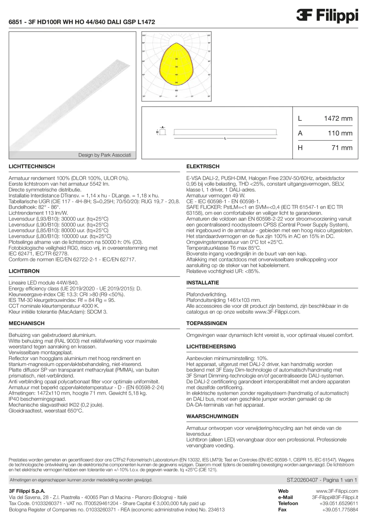 6851 - 3F HD100R WH HO 44-840 DALI GSP L1472 - Datasheet - nl