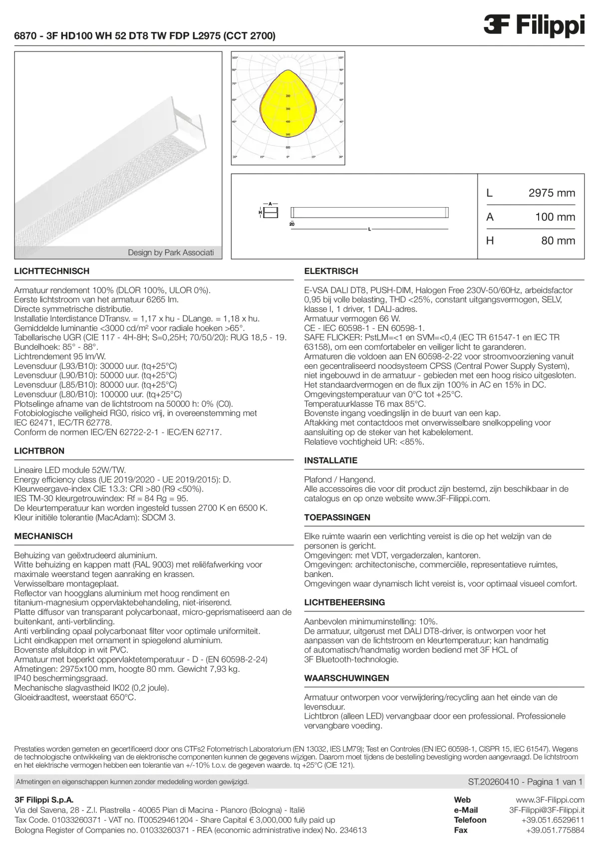 6870 - 3F HD100 WH 52 DT8 TW FDP L2975 (CCT 2700) - Datasheet - nl