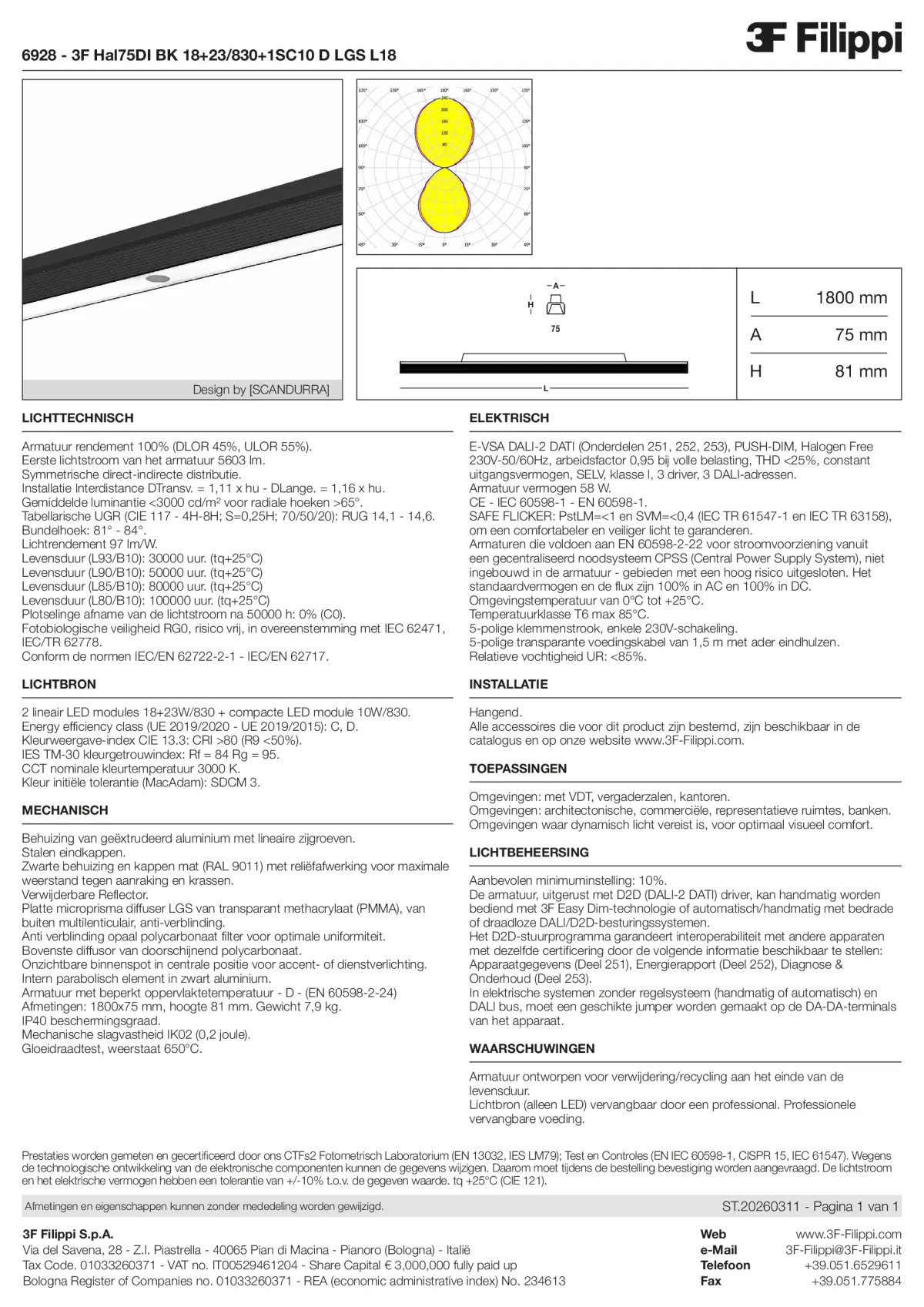 6928 - 3F Hal75DI BK 18+23-830+1SC10 D LGS L18 - Datasheet - nl