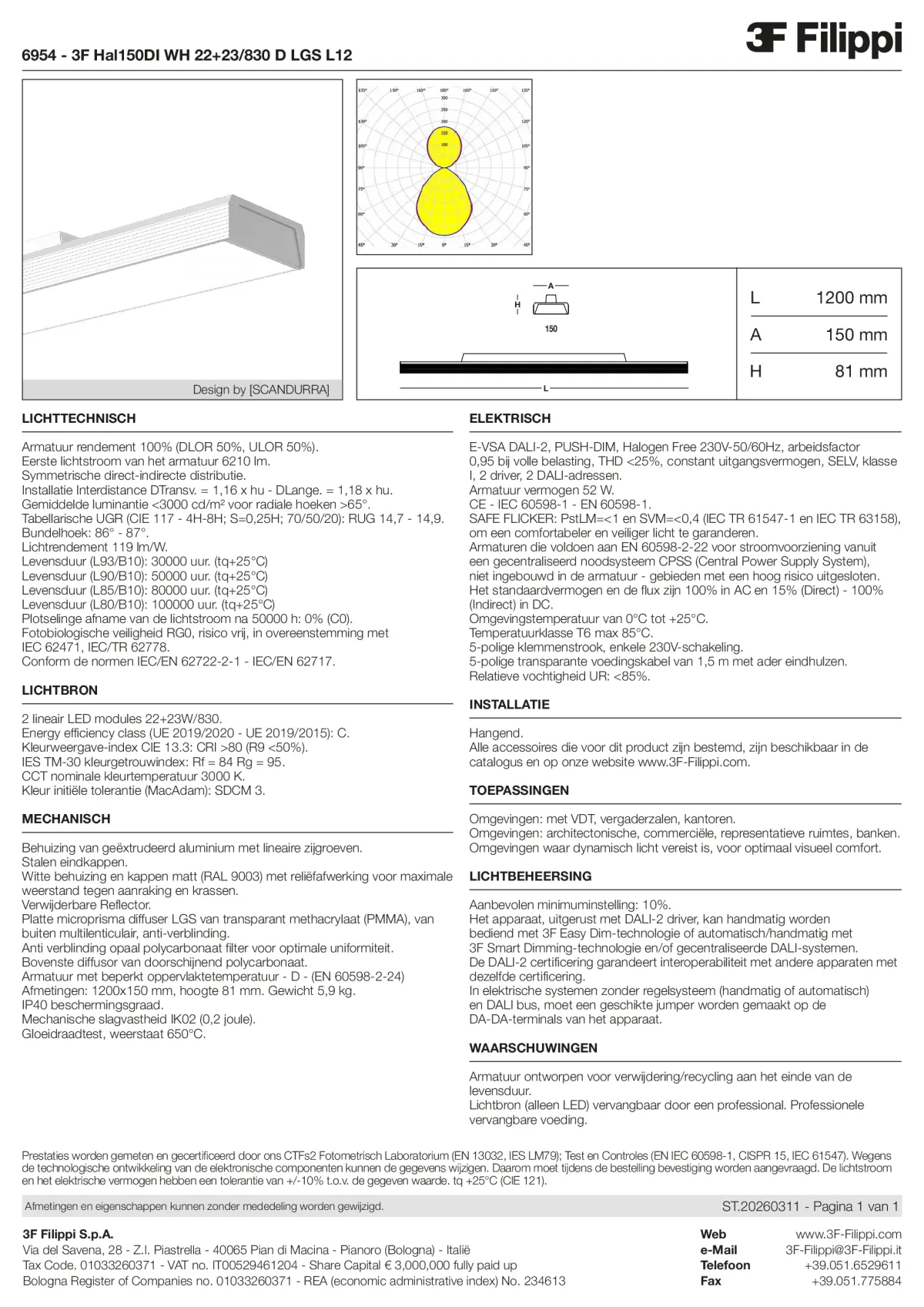 6954 - 3F Hal150DI WH 22+23-830 D LGS L12 - Datasheet - nl