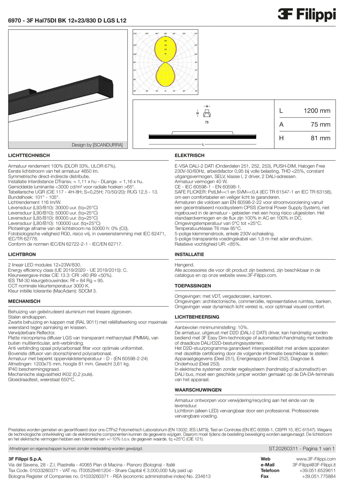 6970 - 3F Hal75DI BK 12+23-830 D LGS L12 - Datasheet - nl