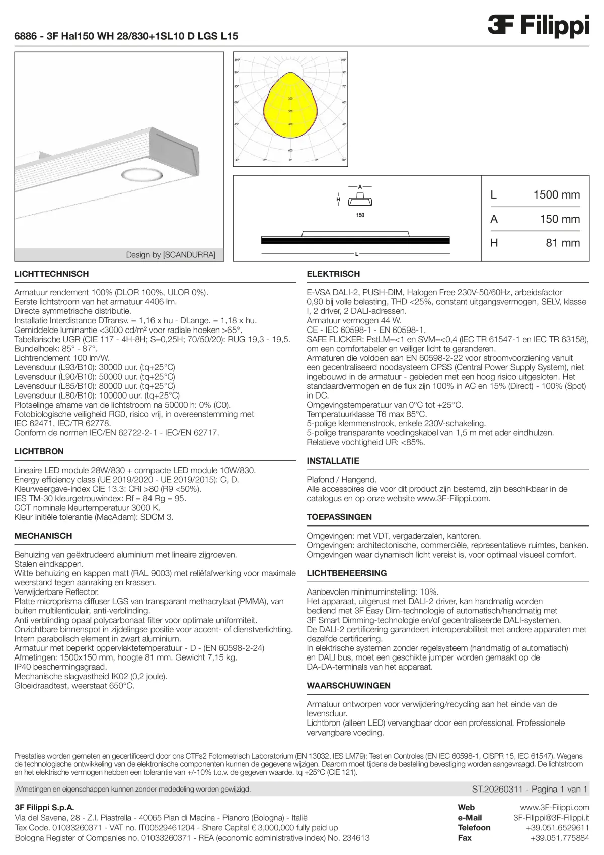 6886 - 3F Hal150 WH 28-830+1SL10 D LGS L15 - Datasheet - nl
