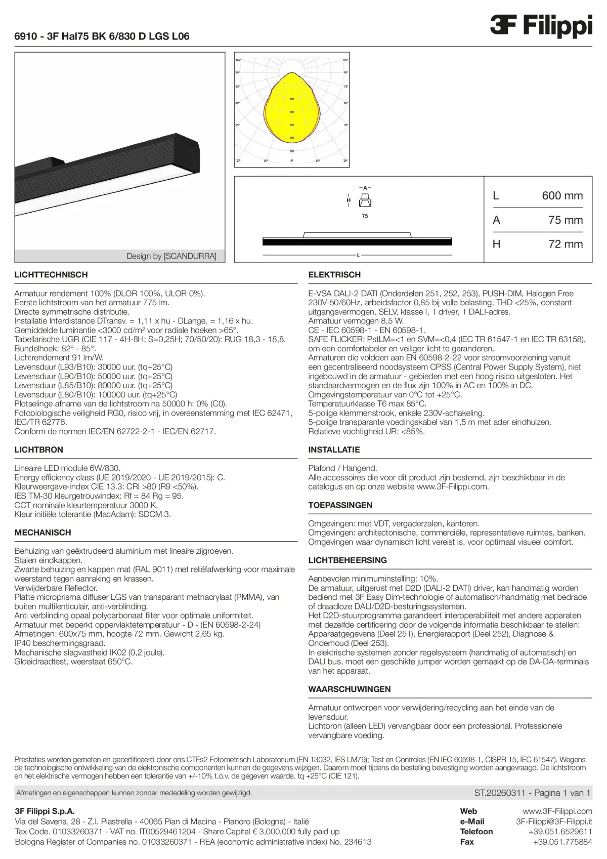 6910 - 3F Hal75 BK 6-830 D LGS L06 - Datasheet - nl