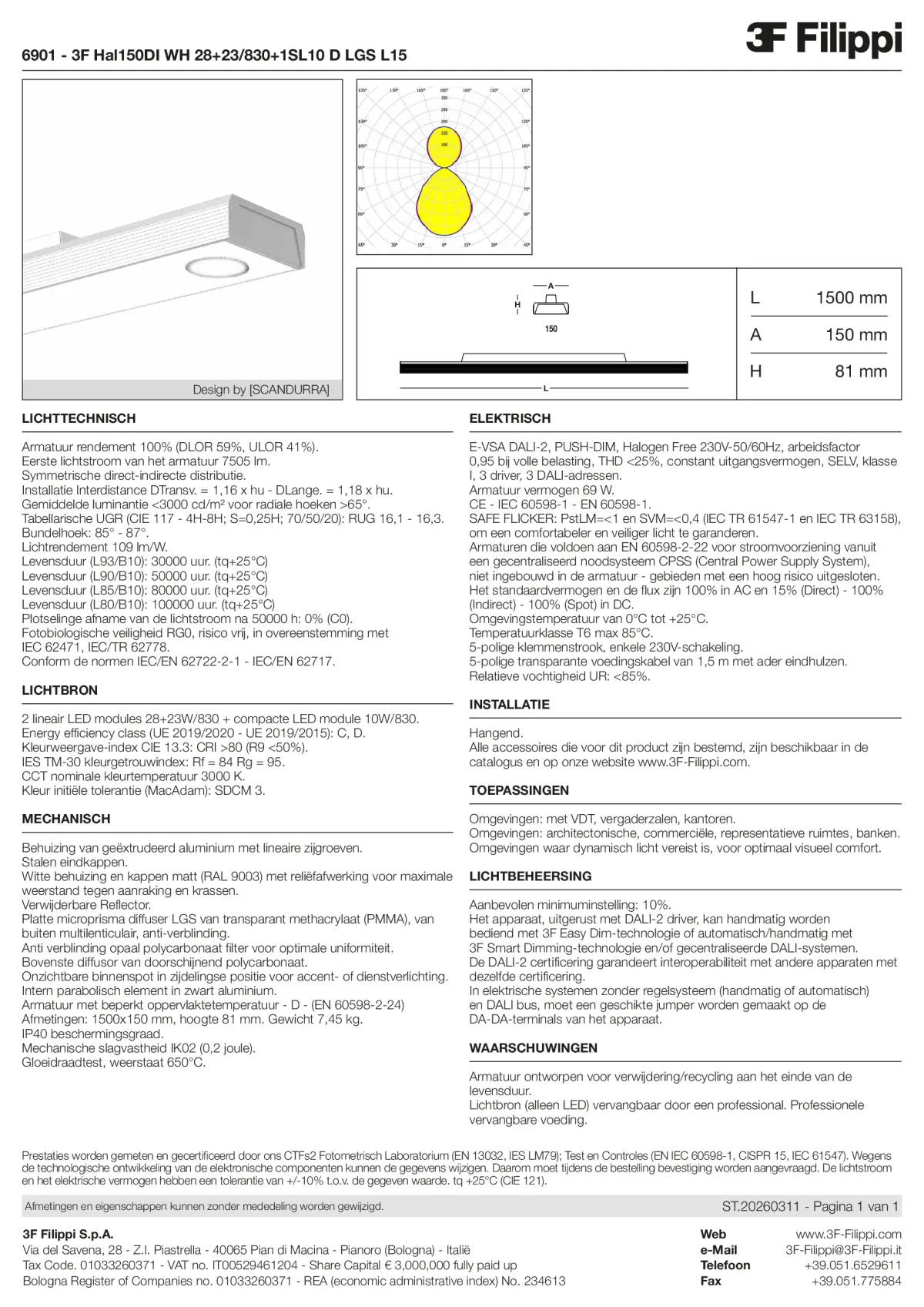 6901 - 3F Hal150DI WH 28+23-830+1SL10 D LGS L15 - Datasheet - nl